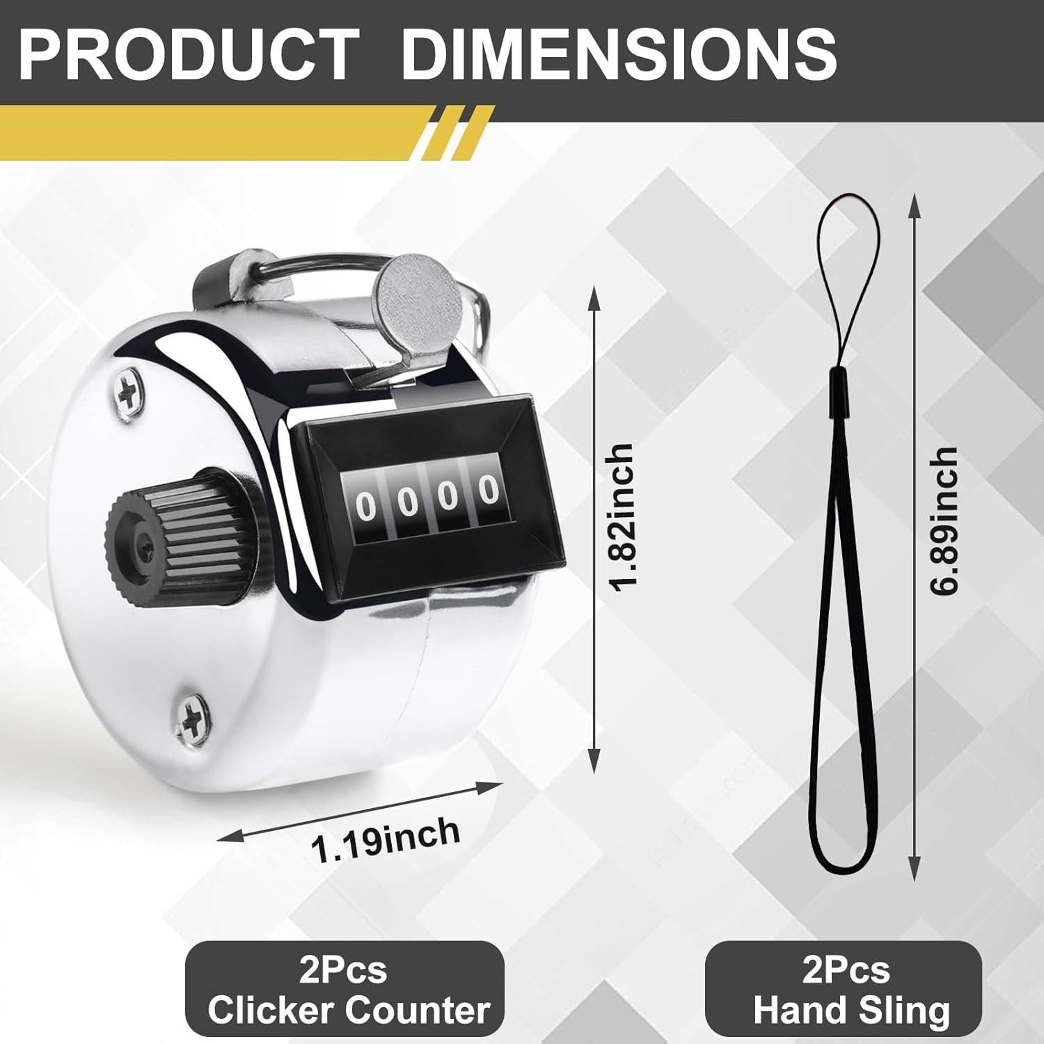Contador Clicker Manual GIMKUFR 4 Dígitos Plateado - 2 Pcs