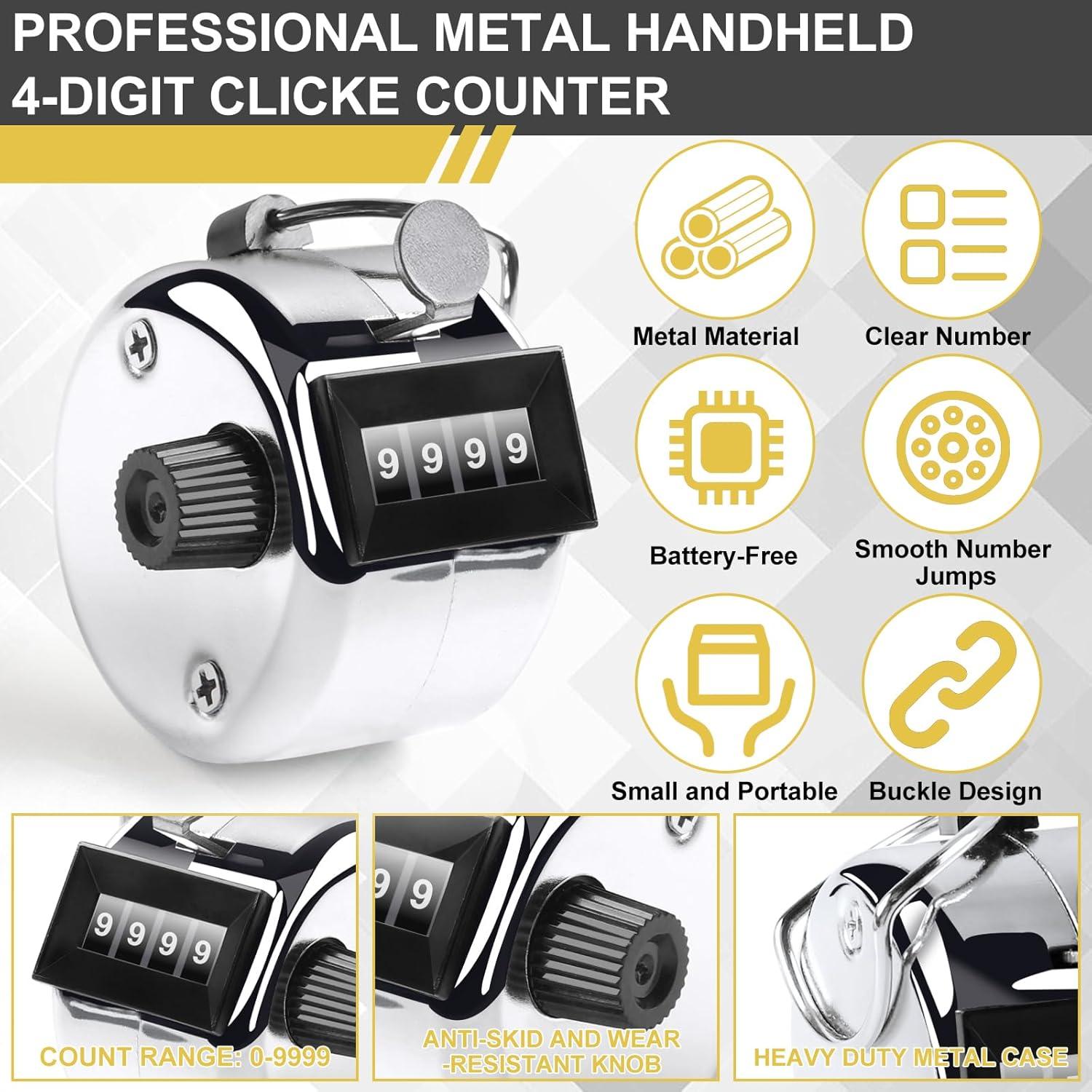 Contador Clicker Manual GIMKUFR 4 Dígitos Plateado - 2 Pcs