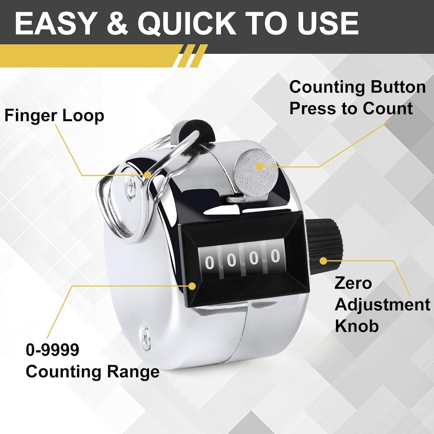 Contador Clicker Manual GIMKUFR 4 Dígitos Plateado - 2 Pcs