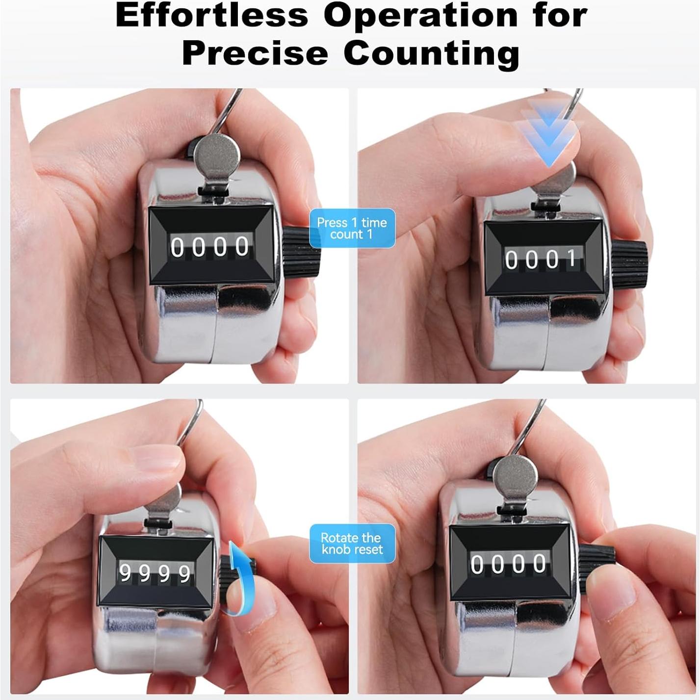 Contador Manual de Metal Anyongora 4 Dígitos Plata