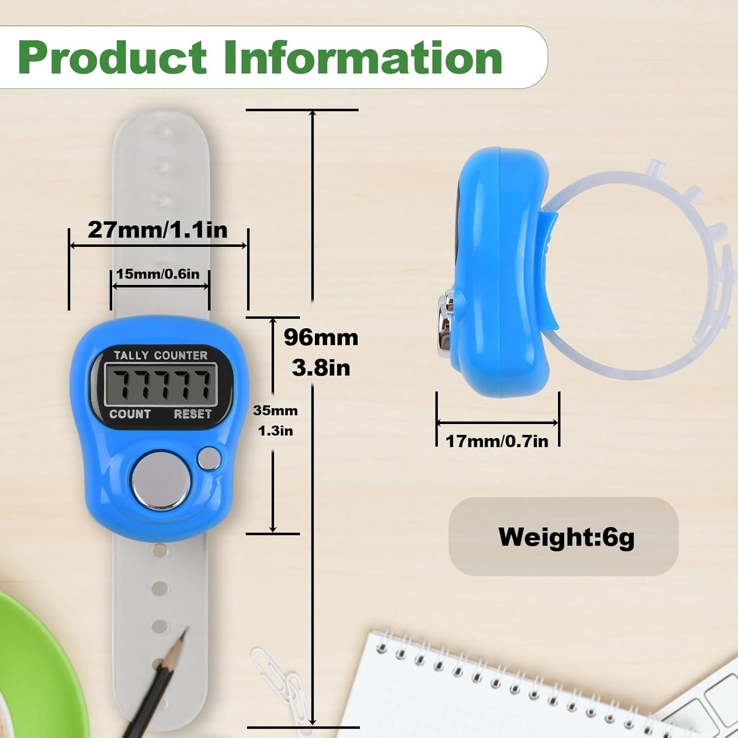 Contador Digital de Dedo WEIMELTOY 5 Dígitos LCD para Tejer y Golf