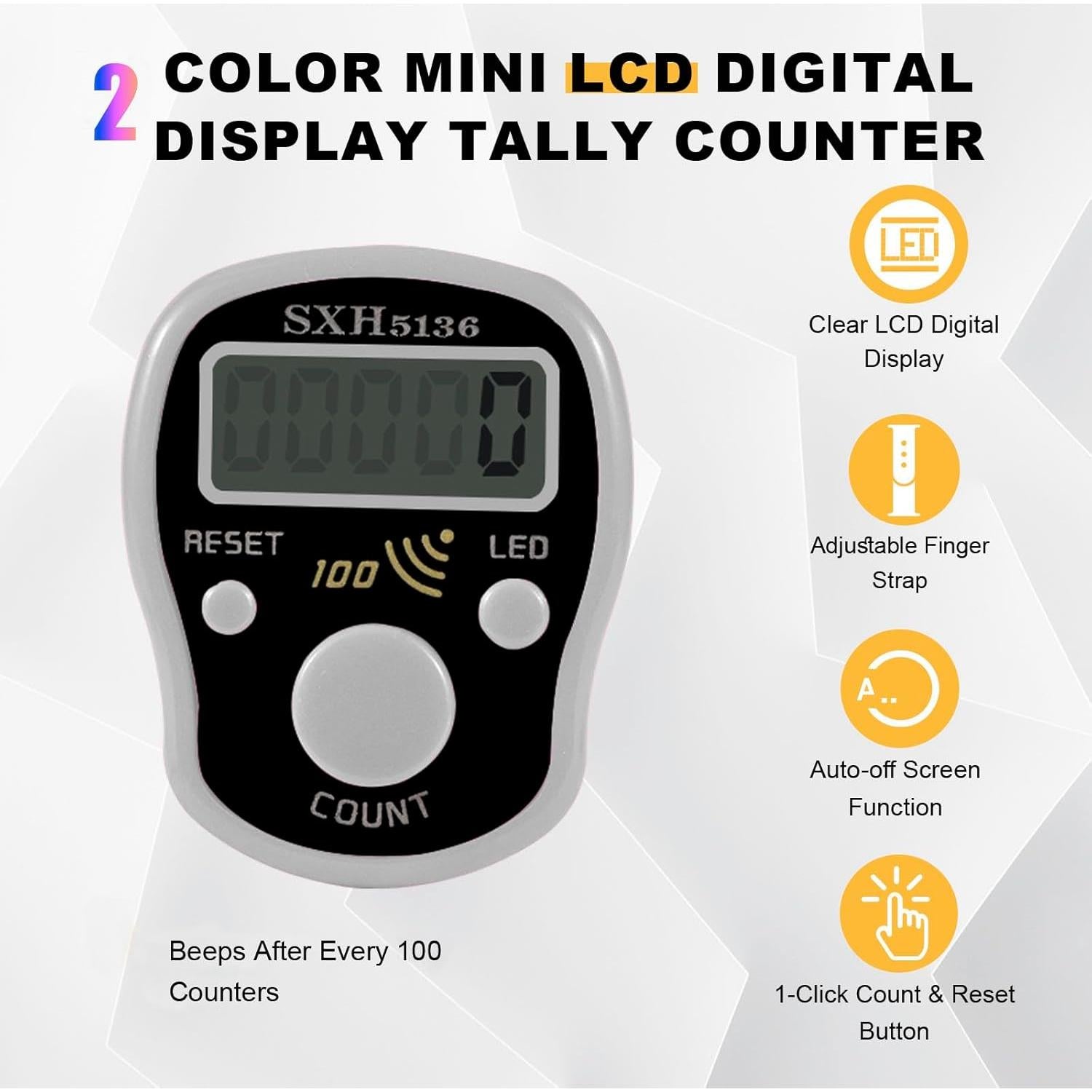 Contador de Dedo Digital TESEAS 5 Piezas LED 99999
