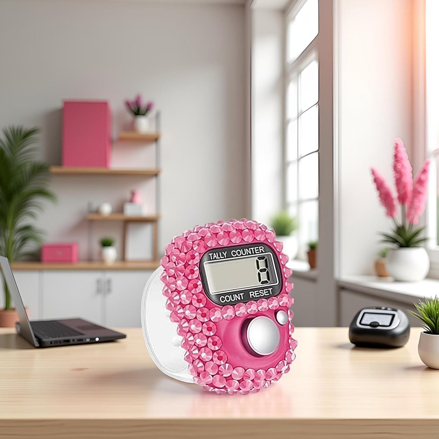 Contador Digital Portátil WLngtv Rosa con Pantalla LCD