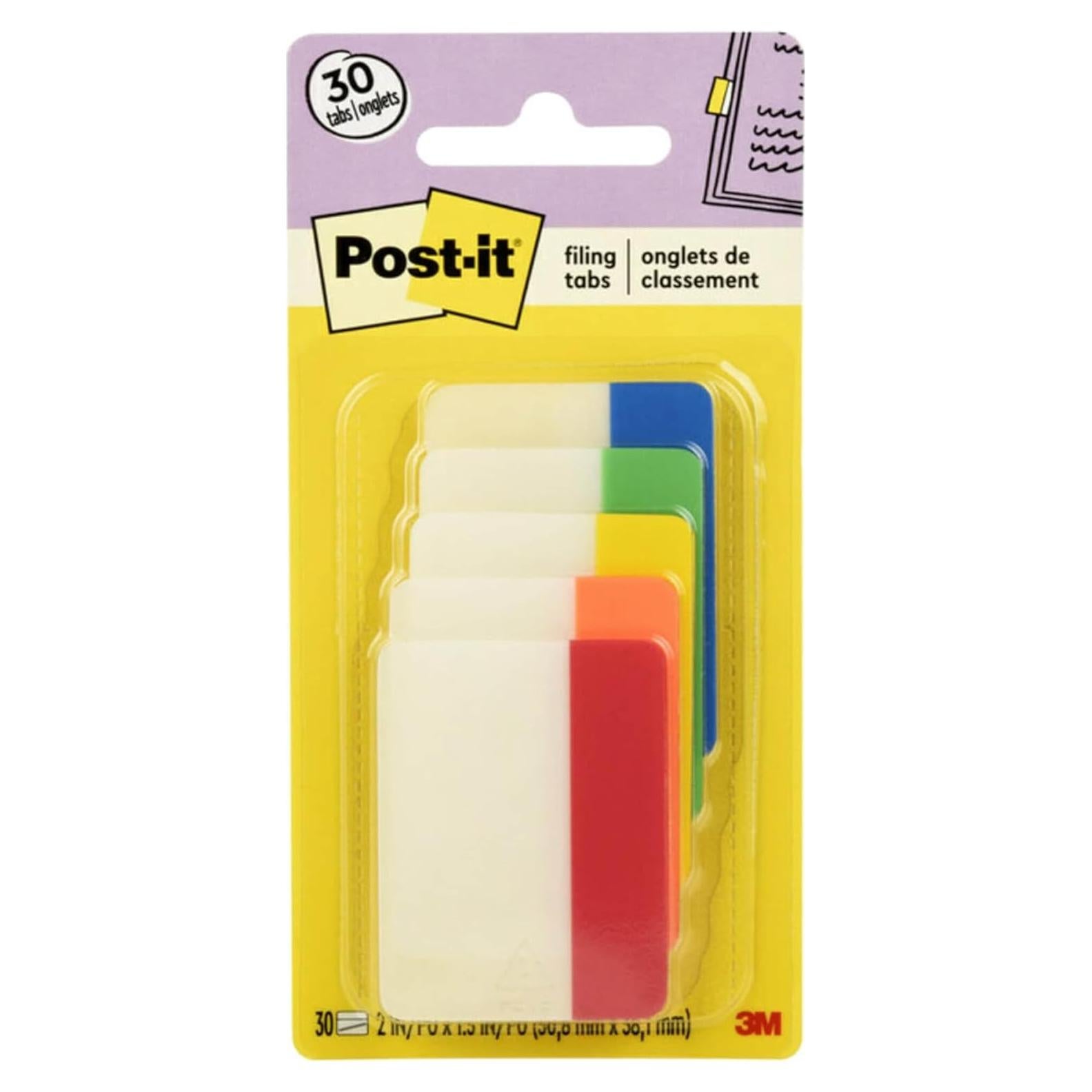 Pestañas Post-it 5.08 cm Sólidas 30 Pestañas 5 Colores