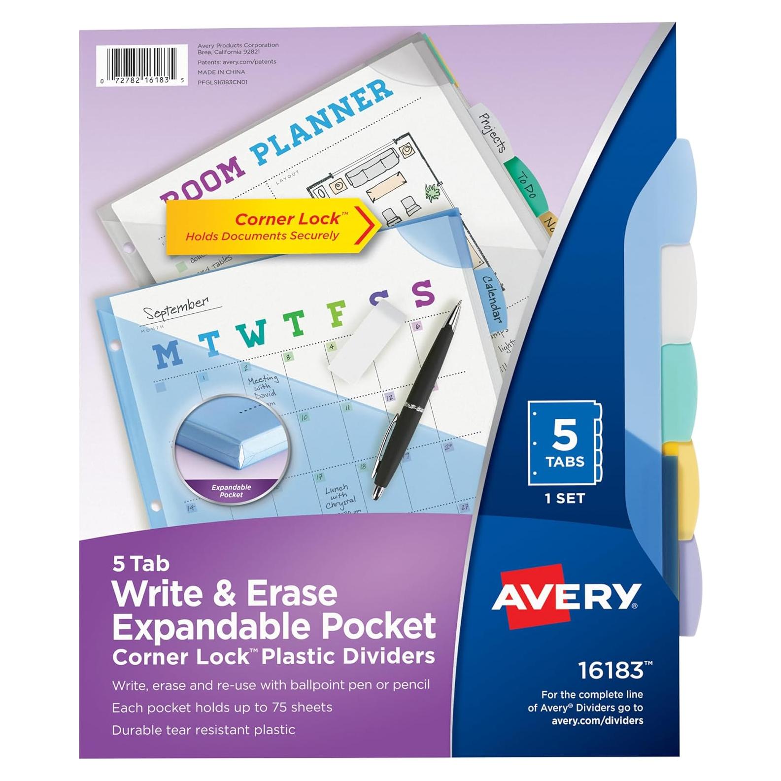 Separadores de Esquina Avery de Plástico 5 Tabuladores Multicolor