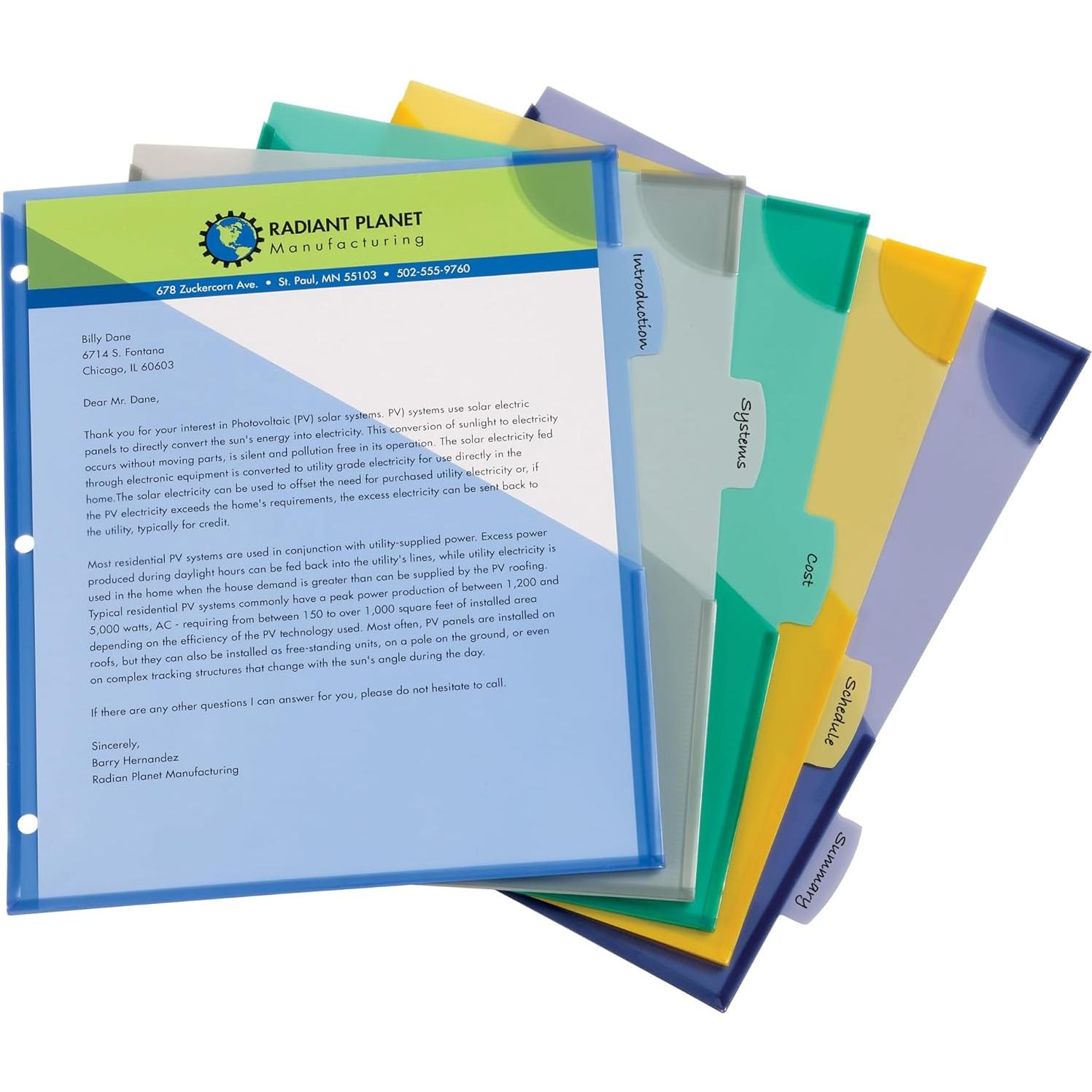 Separadores de Esquina Avery de Plástico 5 Tabuladores Multicolor