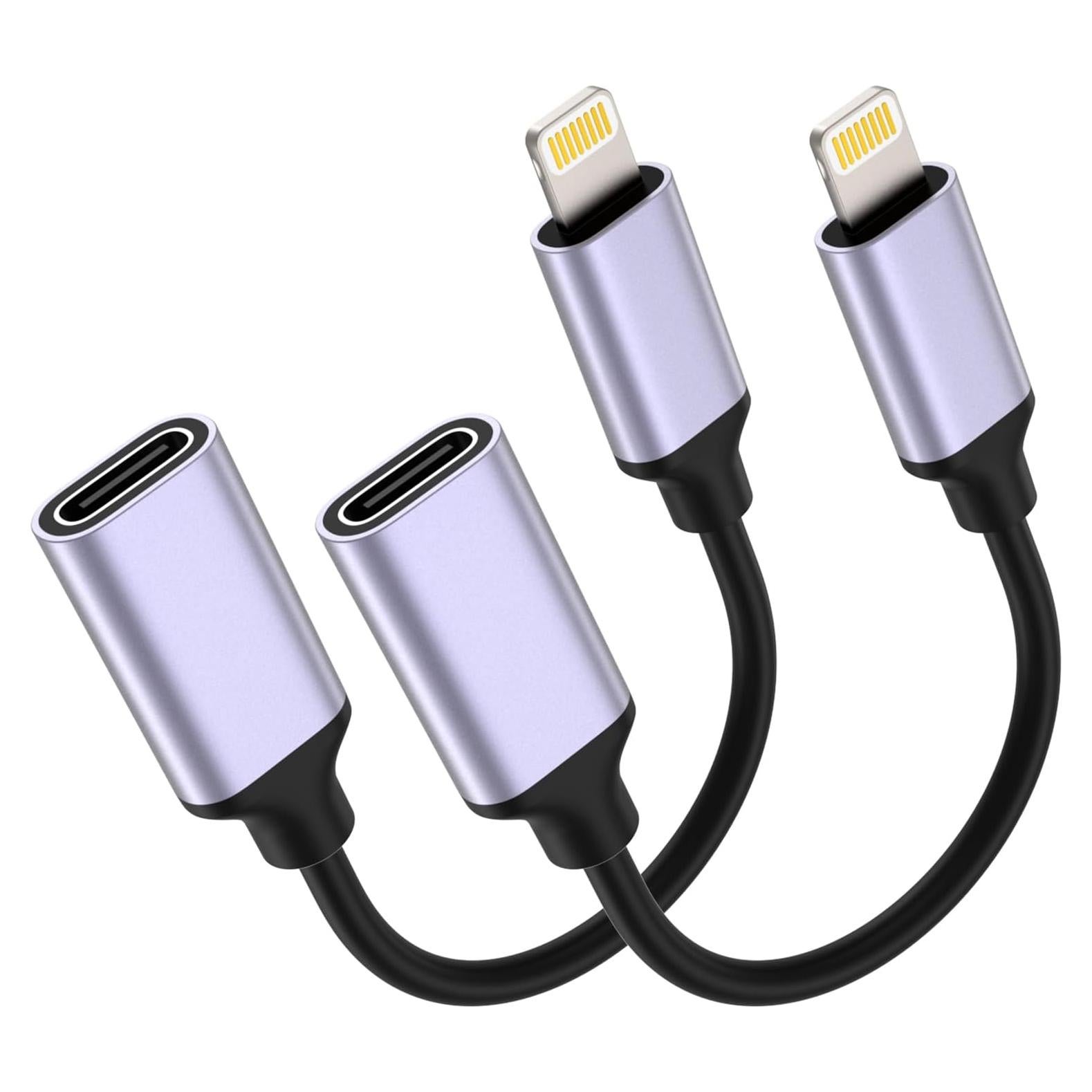 Adaptador Lightning a USB C TechMatte 27W Carga Rápida 2 Pzas