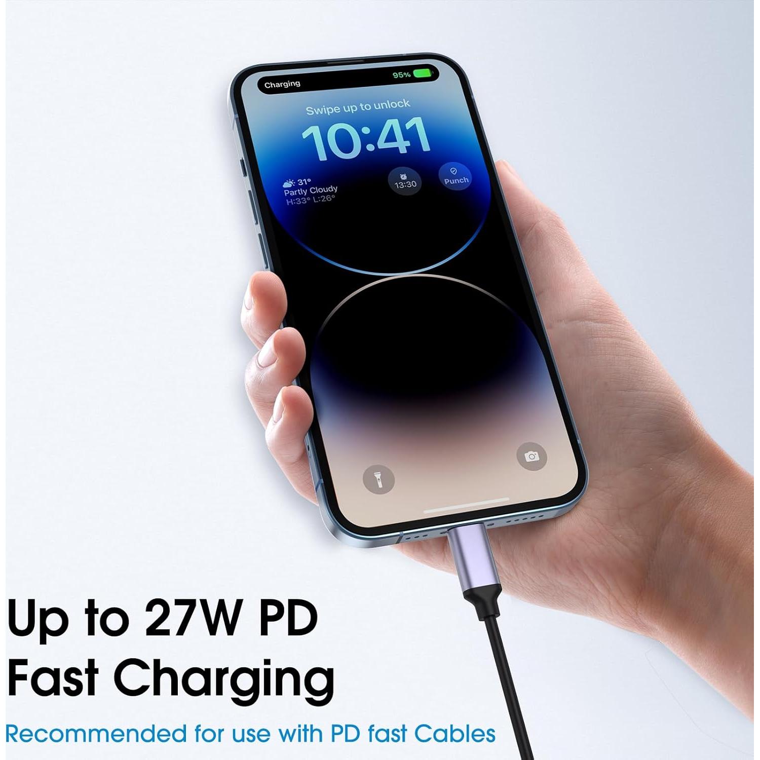 Adaptador Lightning a USB C TechMatte 27W Carga Rápida 2 Pzas