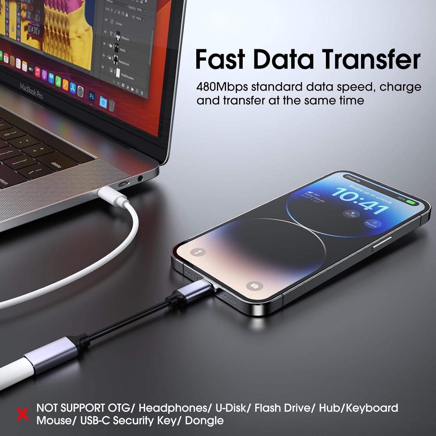 Adaptador Lightning a USB C TechMatte 27W Carga Rápida 2 Pzas