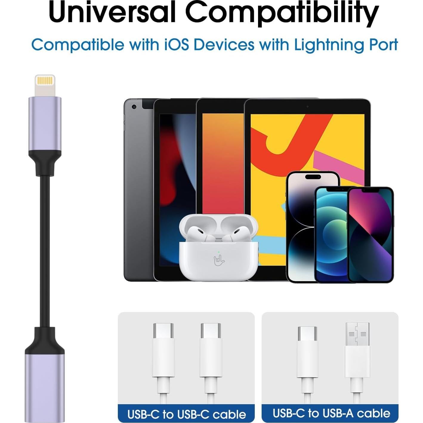 Adaptador Lightning a USB C TechMatte 27W Carga Rápida 2 Pzas