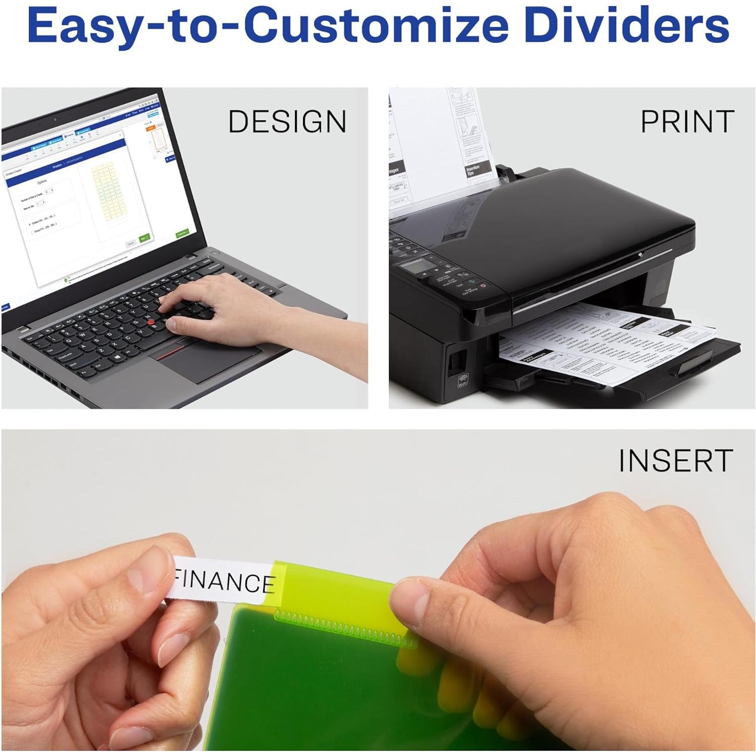 Separadores Avery de Plástico para Carpetas 3 Anillas - 5 Pestañas Multicolor