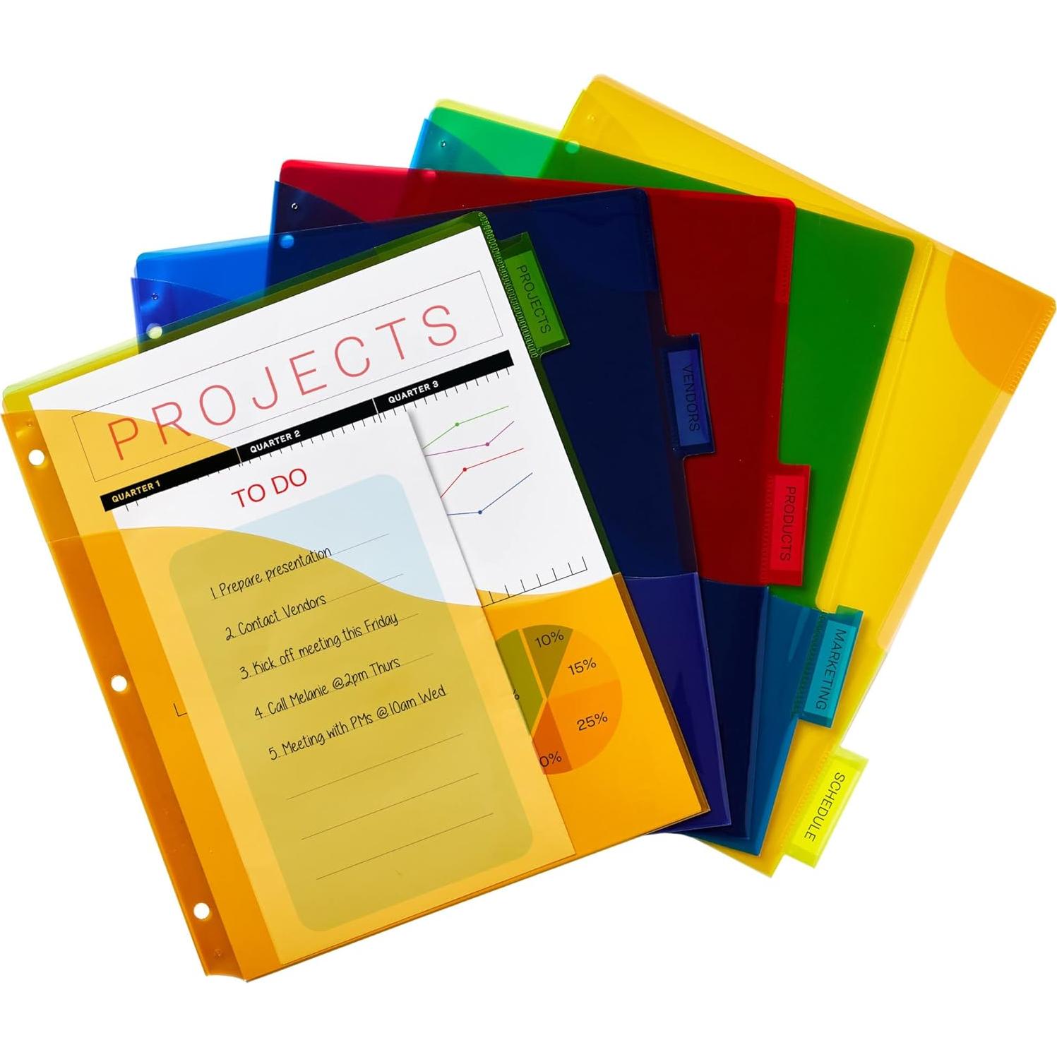 Separadores Avery de Plástico para Carpetas 3 Anillas - 5 Pestañas Multicolor