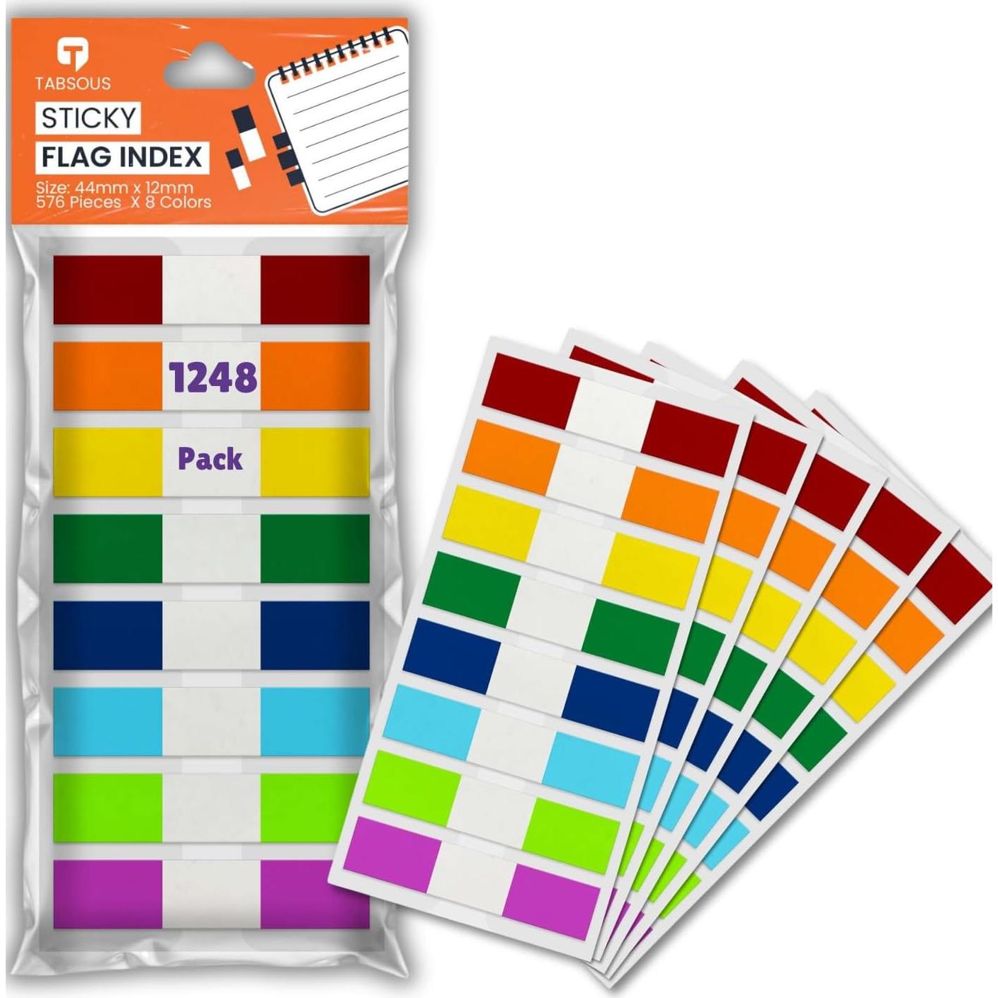 Etiquetas Adhesivas Reposicionables Tabsous 1248 Unidades - 8 Colores