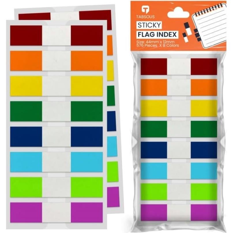 Etiquetas Adhesivas Reposicionables Tabsous 1248 Unidades - 8 Colores