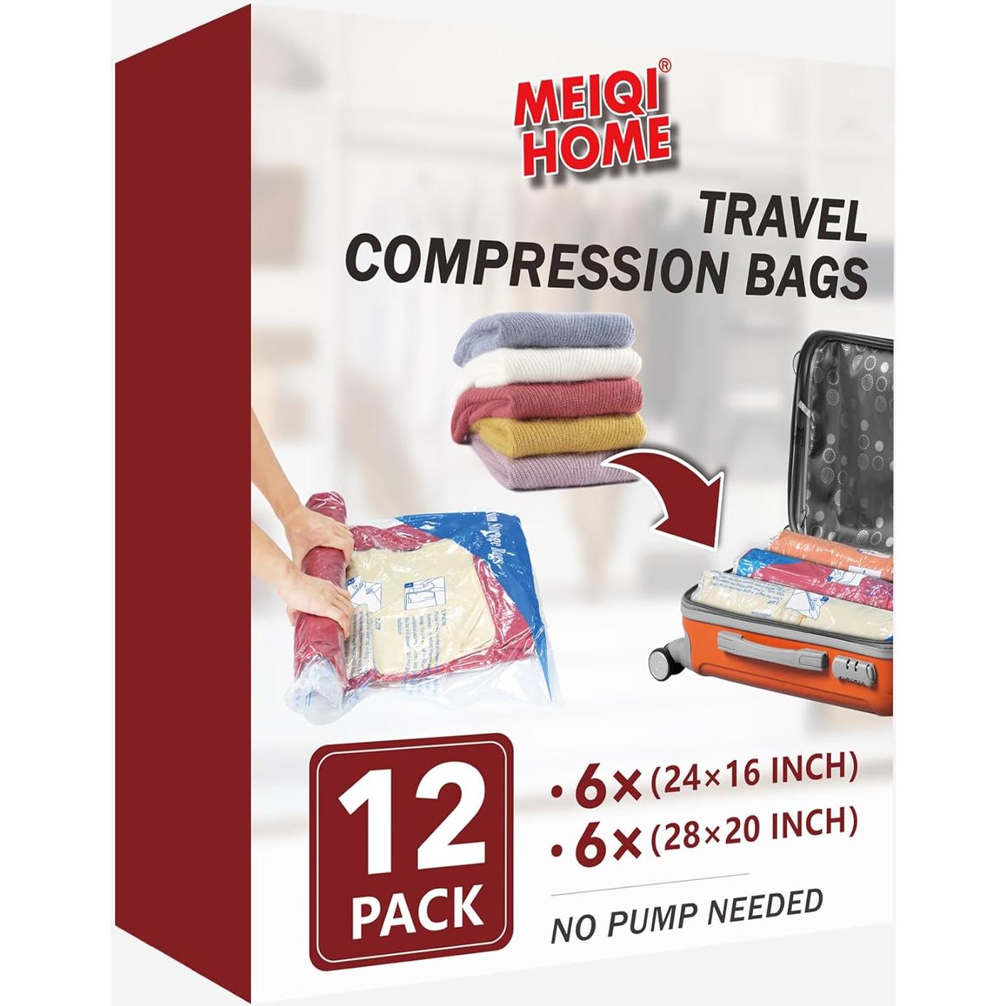 Paquete de 12 Bolsas de Compresión MEIQIHOME para Viaje