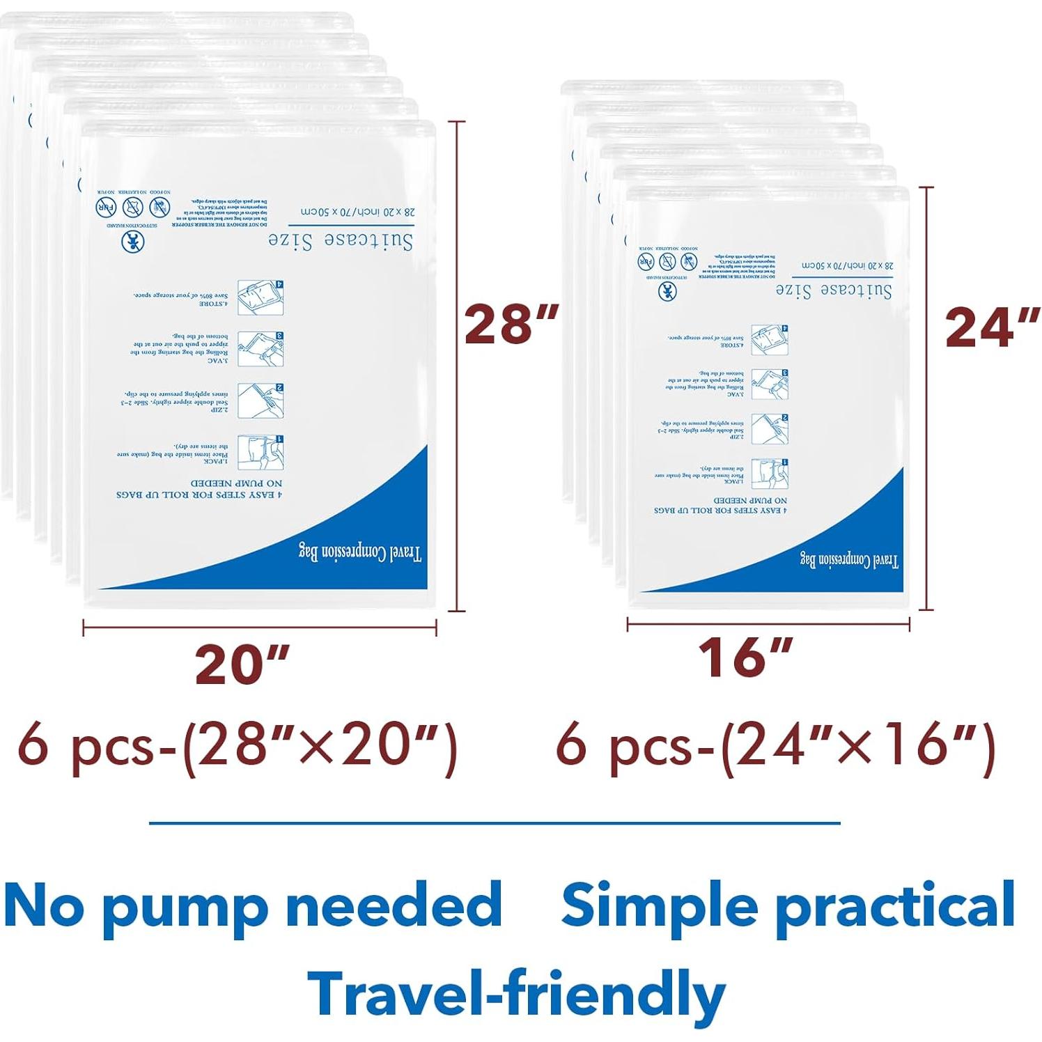 Paquete de 12 Bolsas de Compresión MEIQIHOME para Viaje