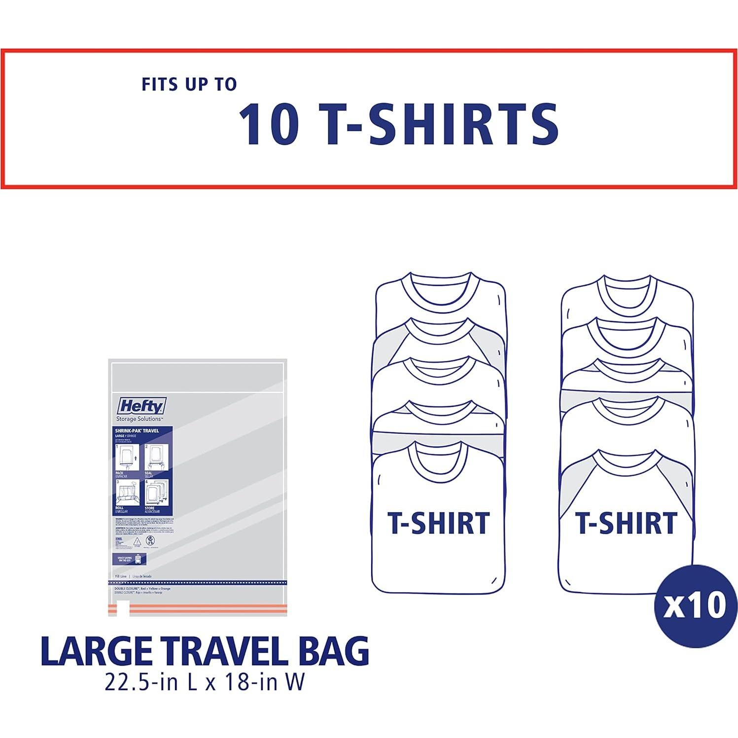 Hefty Shrink-Pak 6 Bolsas de Viaje Herméticas 22.86x30.48cm