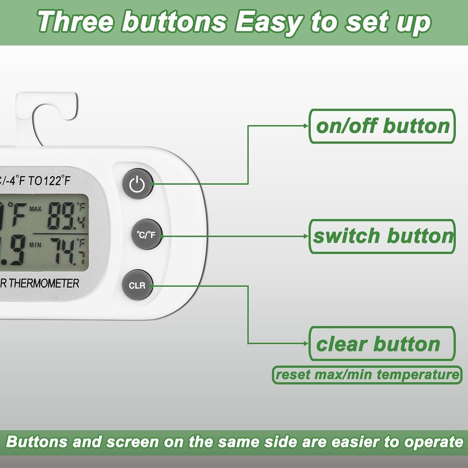 Termómetro Digital Impermeable Serundo para Refrigerador 2pck