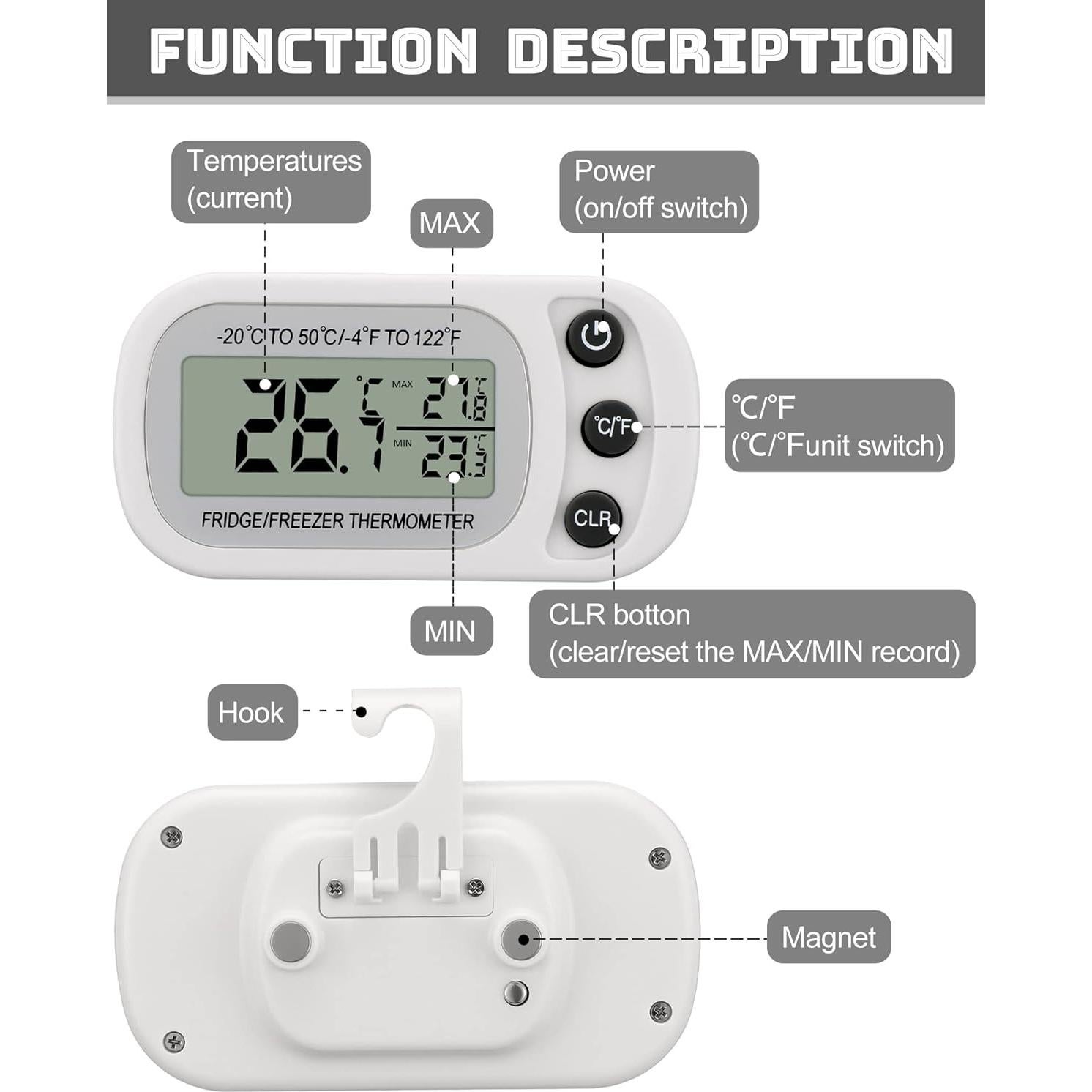 Termómetro Digital Impermeable Frienda - Paquete de 12 Blancos