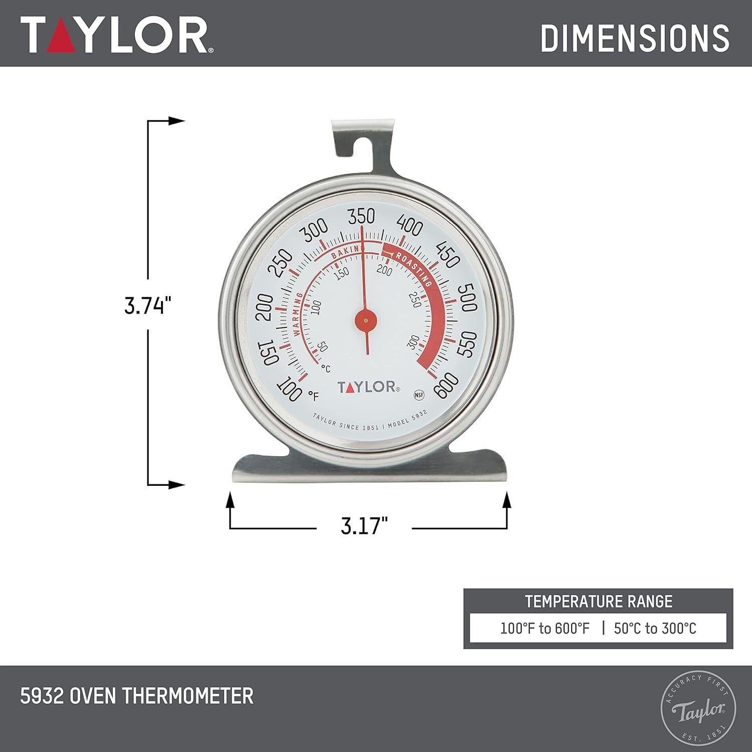 Termómetro de Horno Taylor 5932, Acero Inoxidable 8 cm
