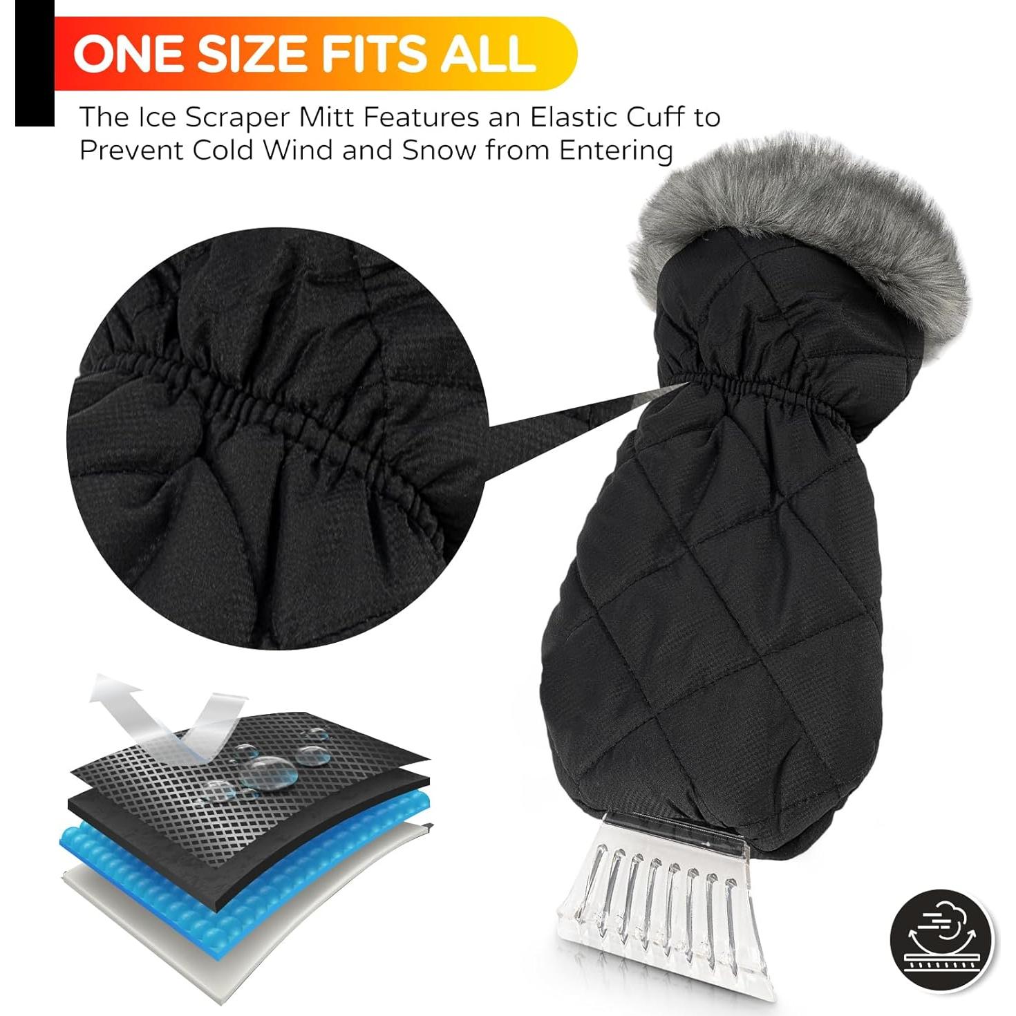 Raspador de Hielo con Guante TKKEUEP - Impermeable y Acolchado