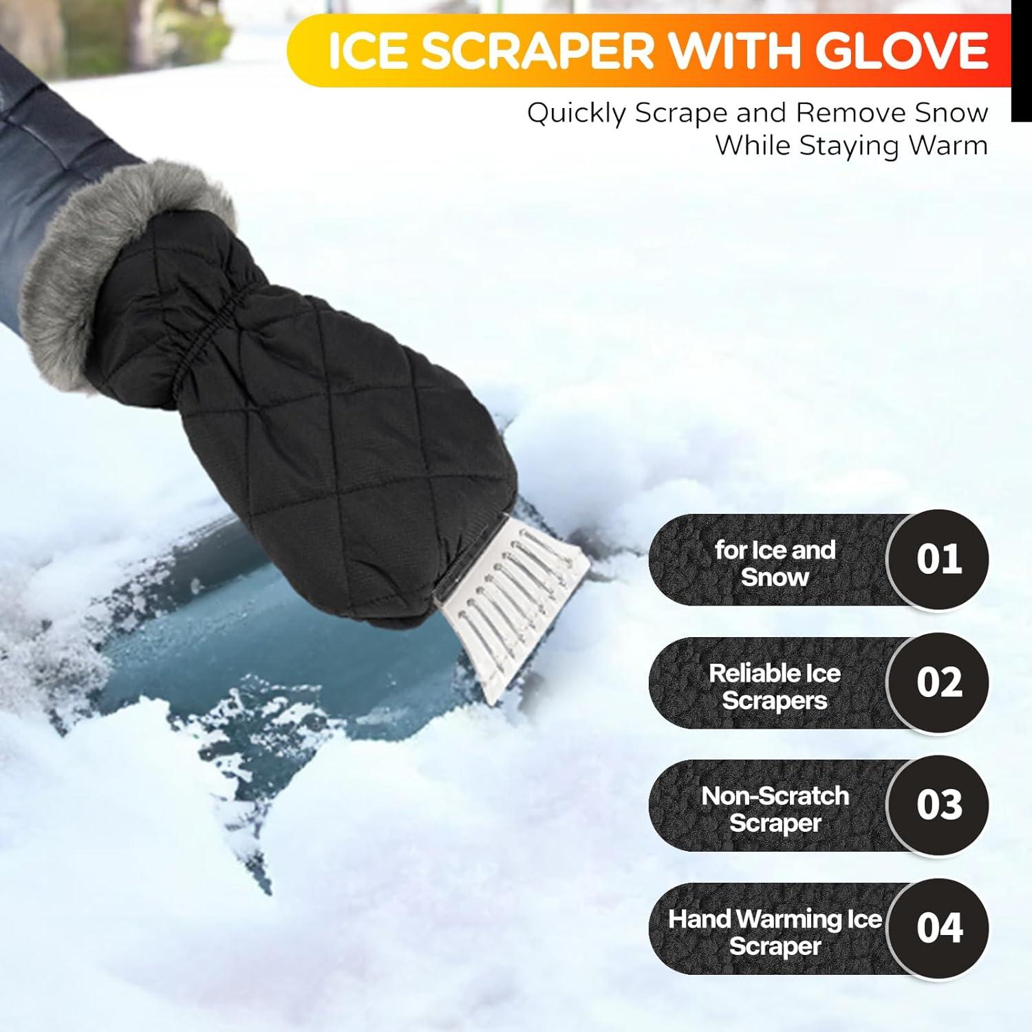 Raspador de Hielo con Guante TKKEUEP - Impermeable y Acolchado