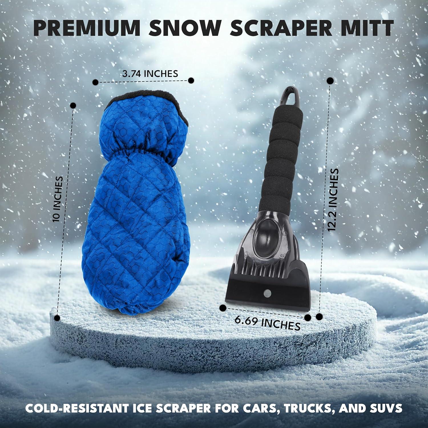 Guante Raspador de Hielo EcoNour Azul 2-en-1 Impermeable