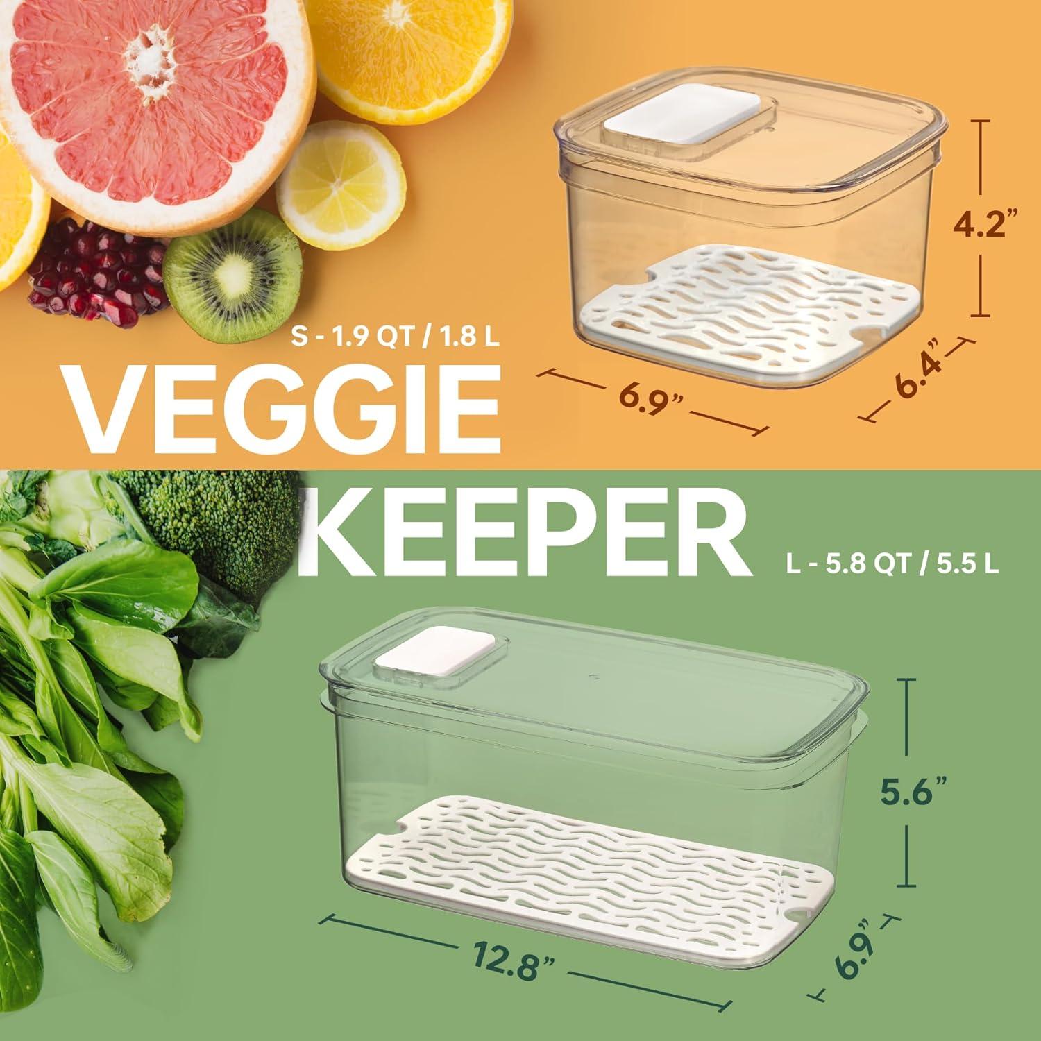 Contenedor Felli Duo Fresh Veggie Keeper 3 Piezas 5.8qt