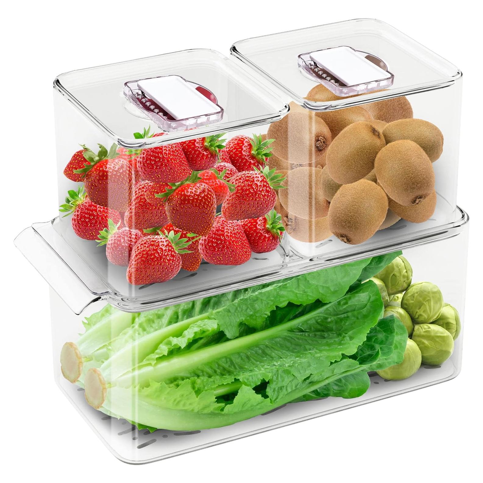 Contenedores apilables WAVELUX para refrigerador 3 piezas