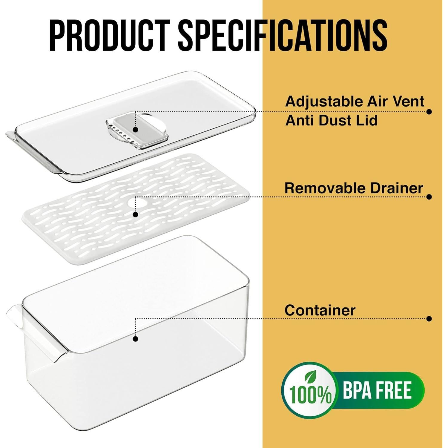 Contenedores apilables WAVELUX para refrigerador 3 piezas