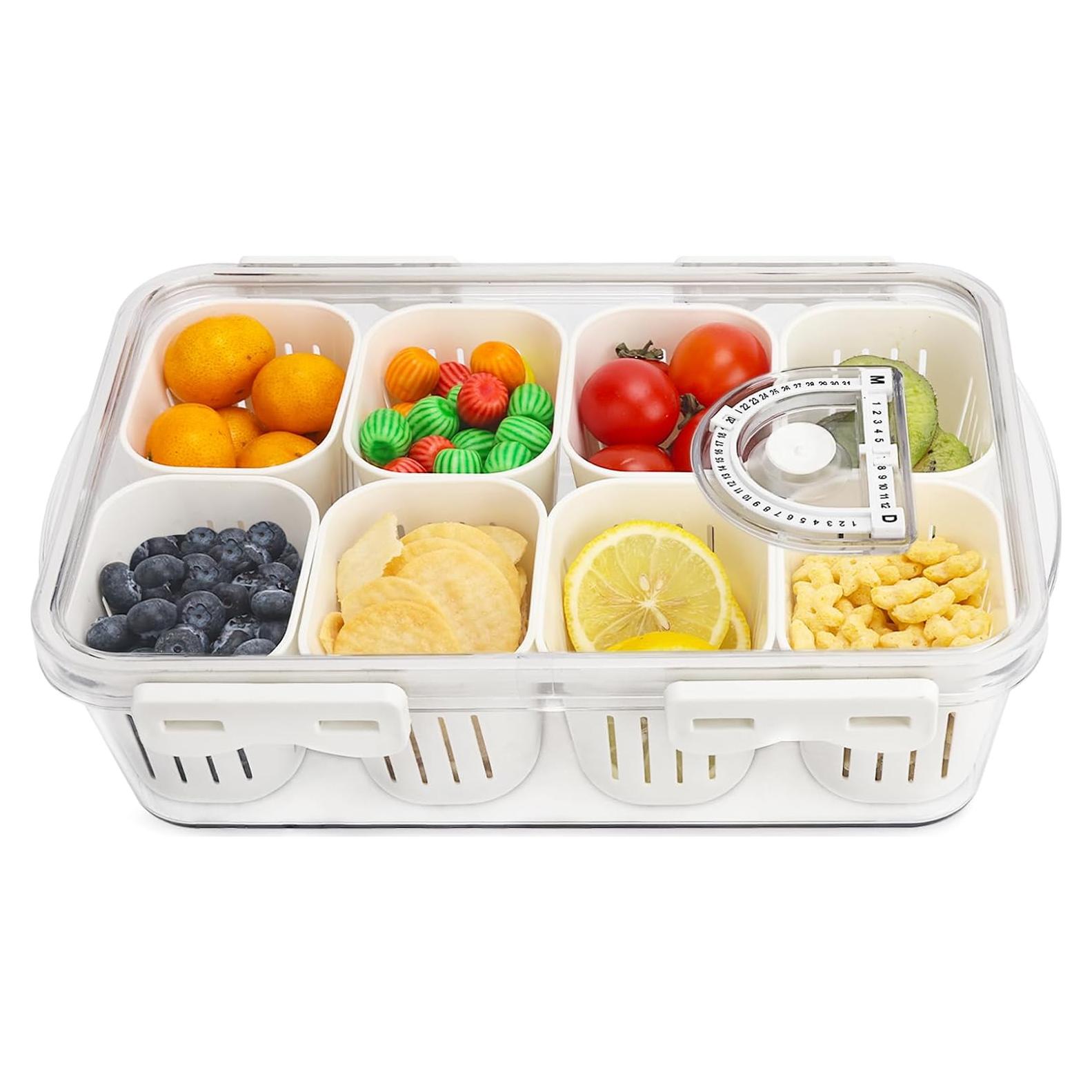 Bandeja de Servicio Dividida Shopwithgreen con Tapa y 8 Coladores