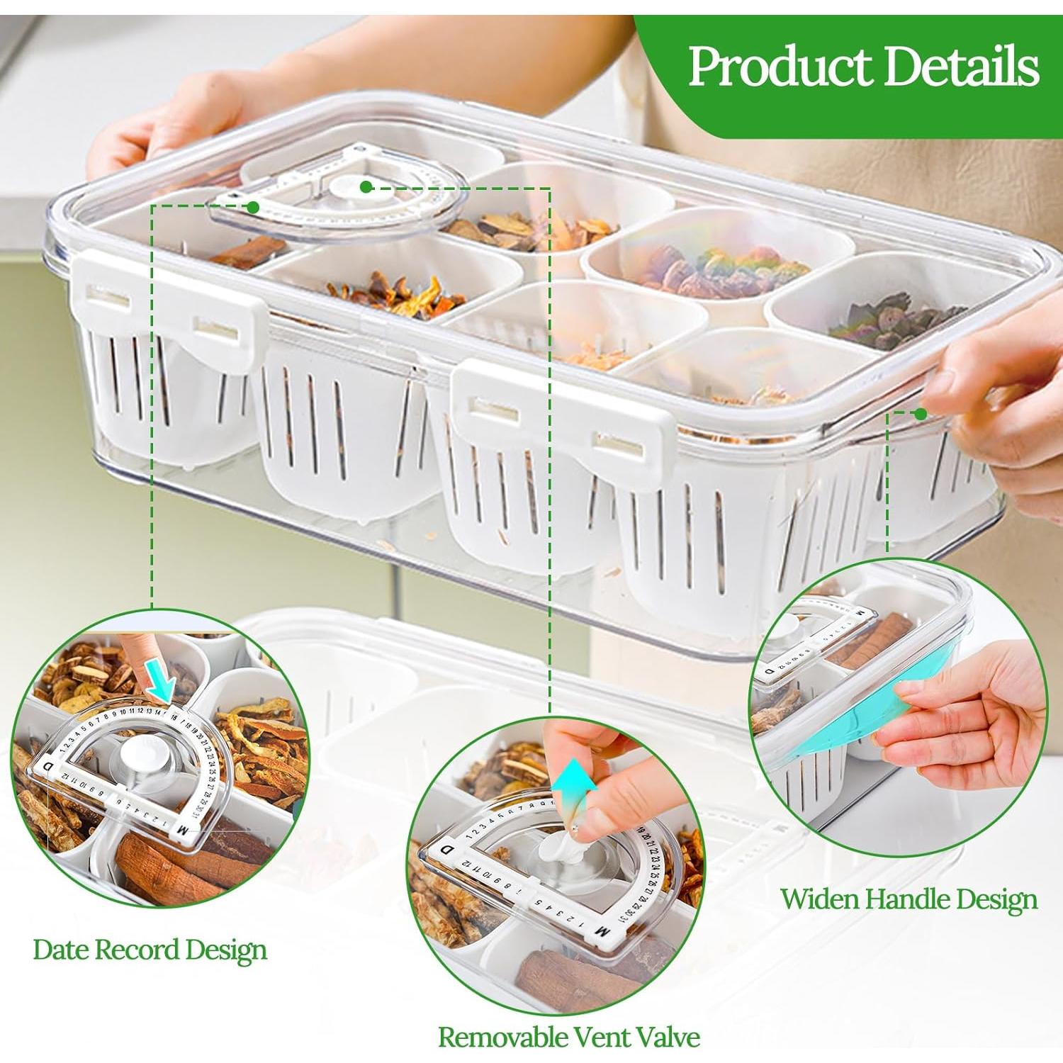 Bandeja de Servicio Dividida Shopwithgreen con Tapa y 8 Coladores