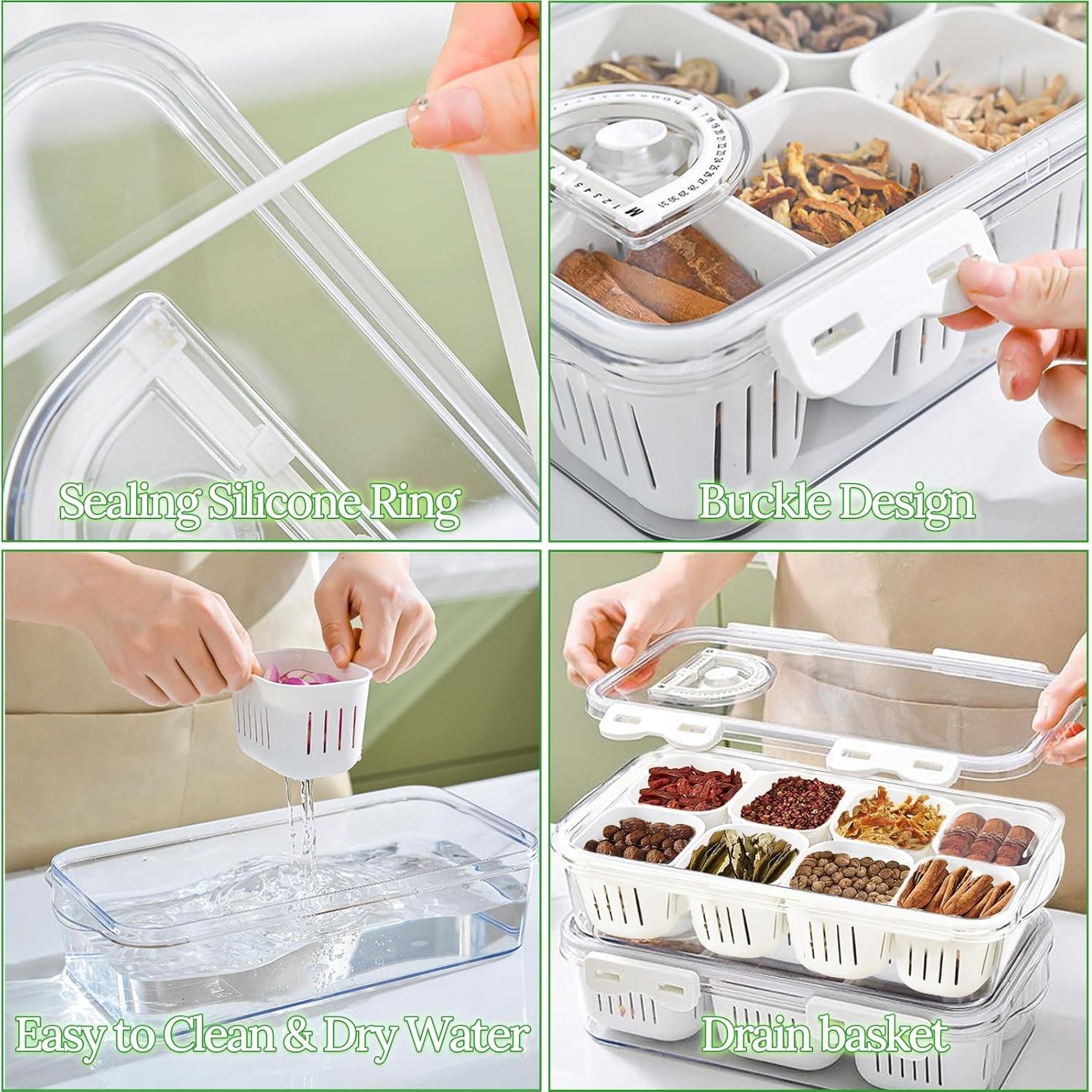 Bandeja de Servicio Dividida Shopwithgreen con Tapa y 8 Coladores