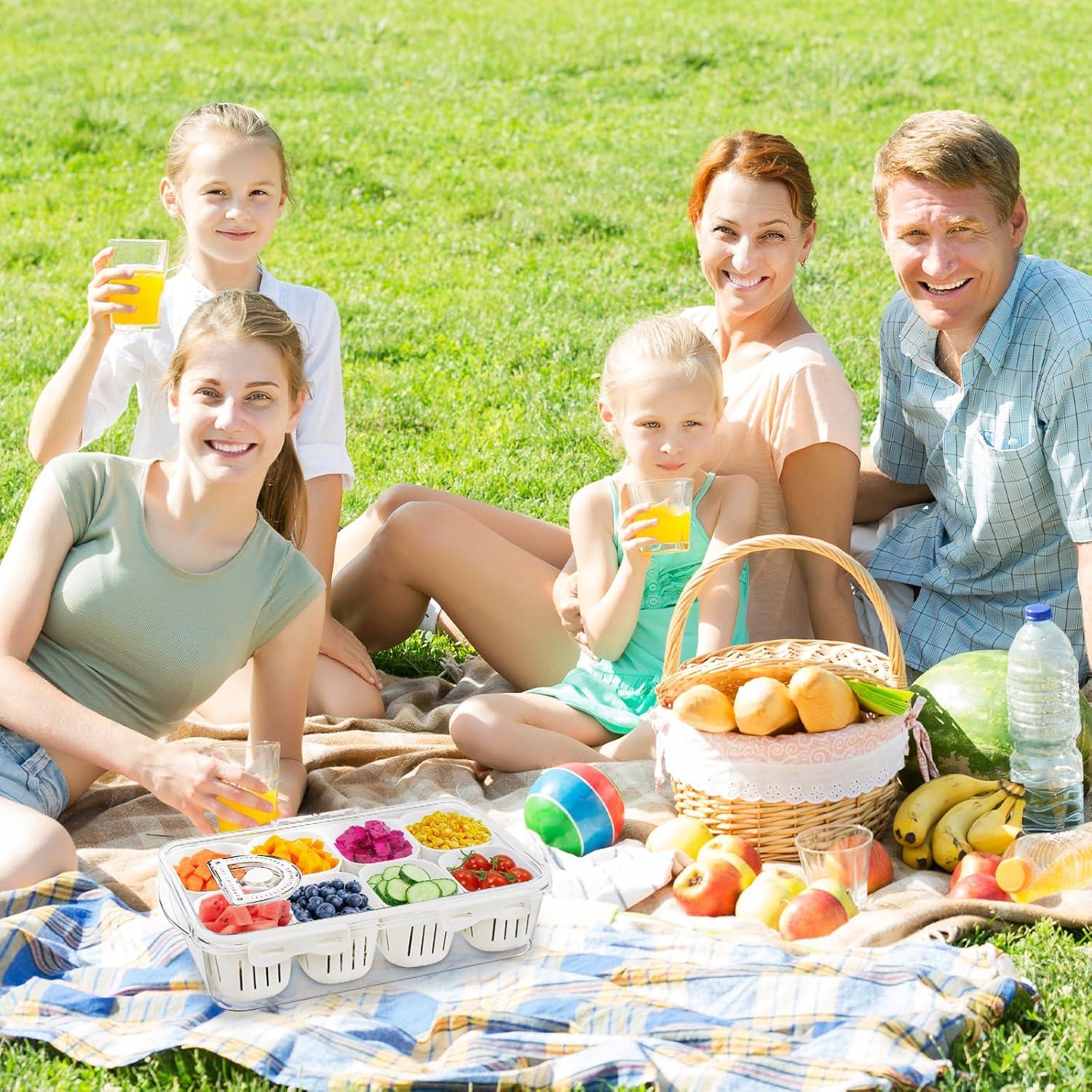 Bandeja de Servicio Dividida Shopwithgreen con Tapa y 8 Coladores