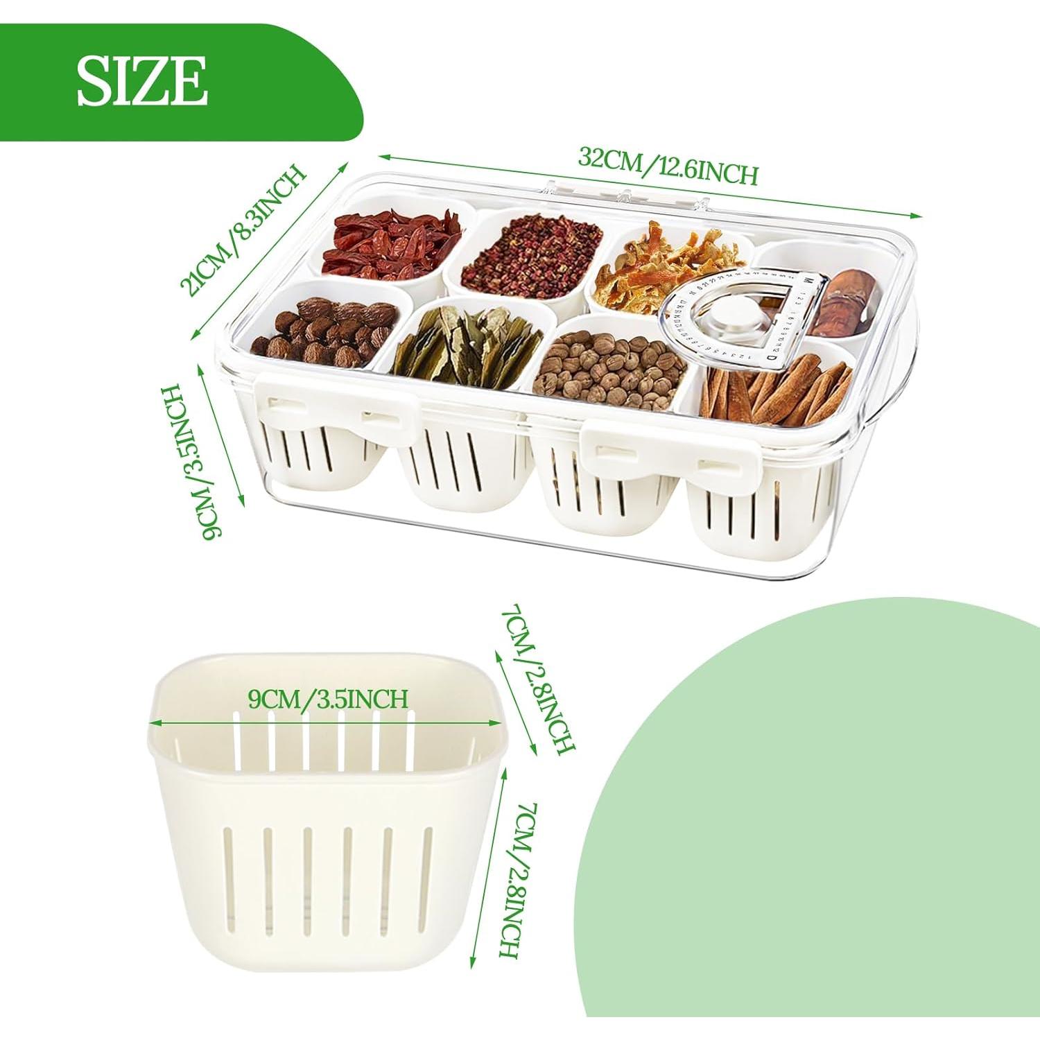 Bandeja de Servicio Dividida Shopwithgreen con Tapa y 8 Coladores