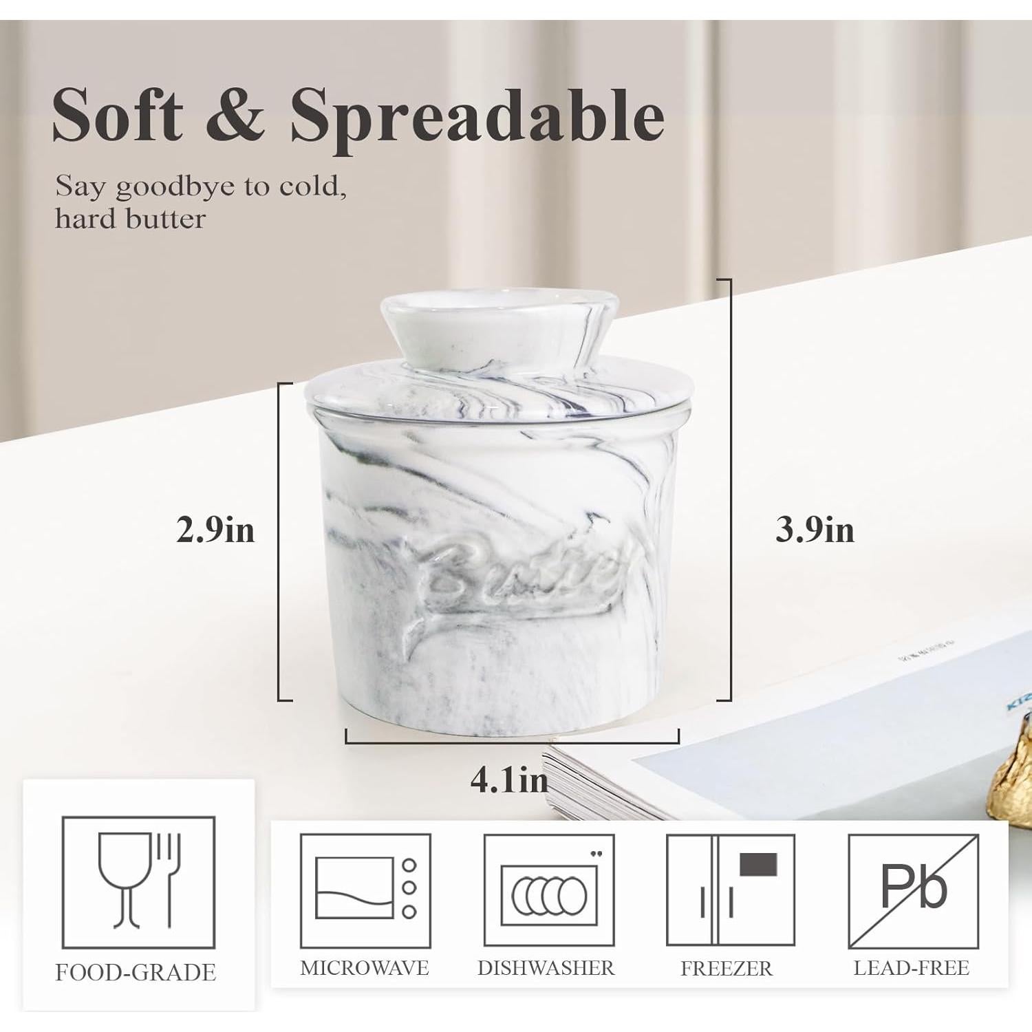 Crock de Mantequilla Cerámico MSJGA con Agua 0.5 Barra