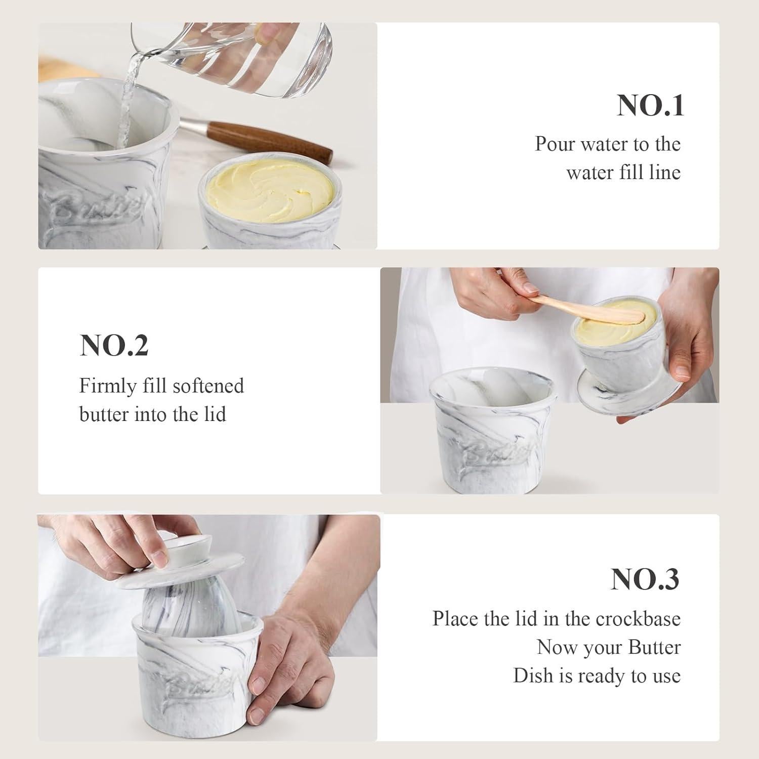 Crock de Mantequilla Cerámico MSJGA con Agua 0.5 Barra