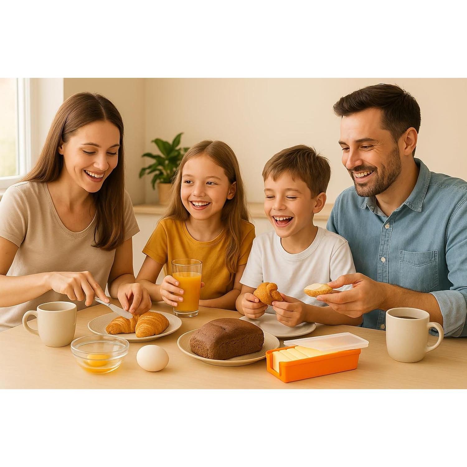 Conservador de Mantequilla de Silicona Naranja con Cuchilla 14x4.4cm