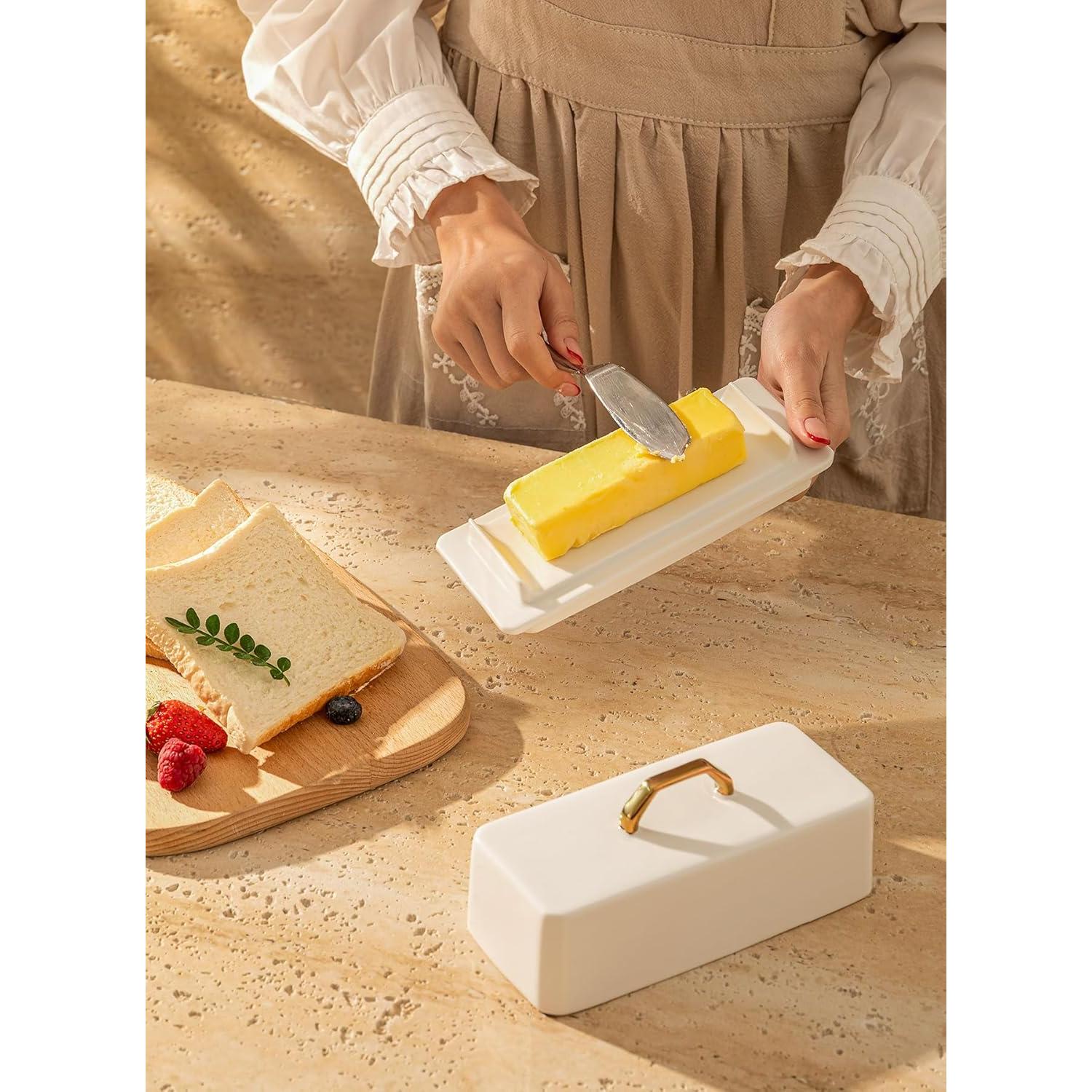 Plato de Mantequilla con Tapa Sweese - Porcelana Blanca 113g