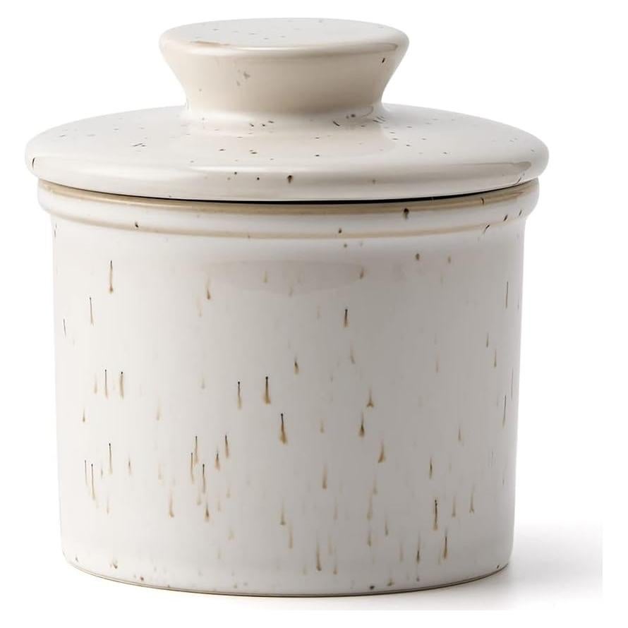 Crock de Mantequilla XELA Cerámica Blanco Manchado 170g