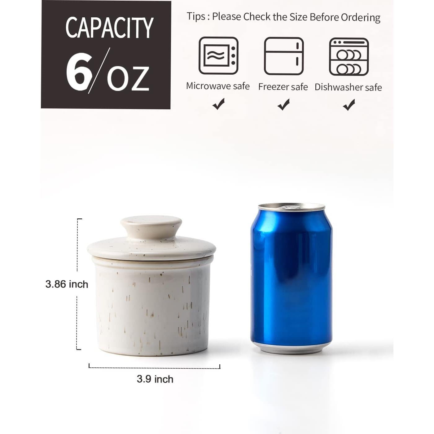 Crock de Mantequilla XELA Cerámica Blanco Manchado 170g