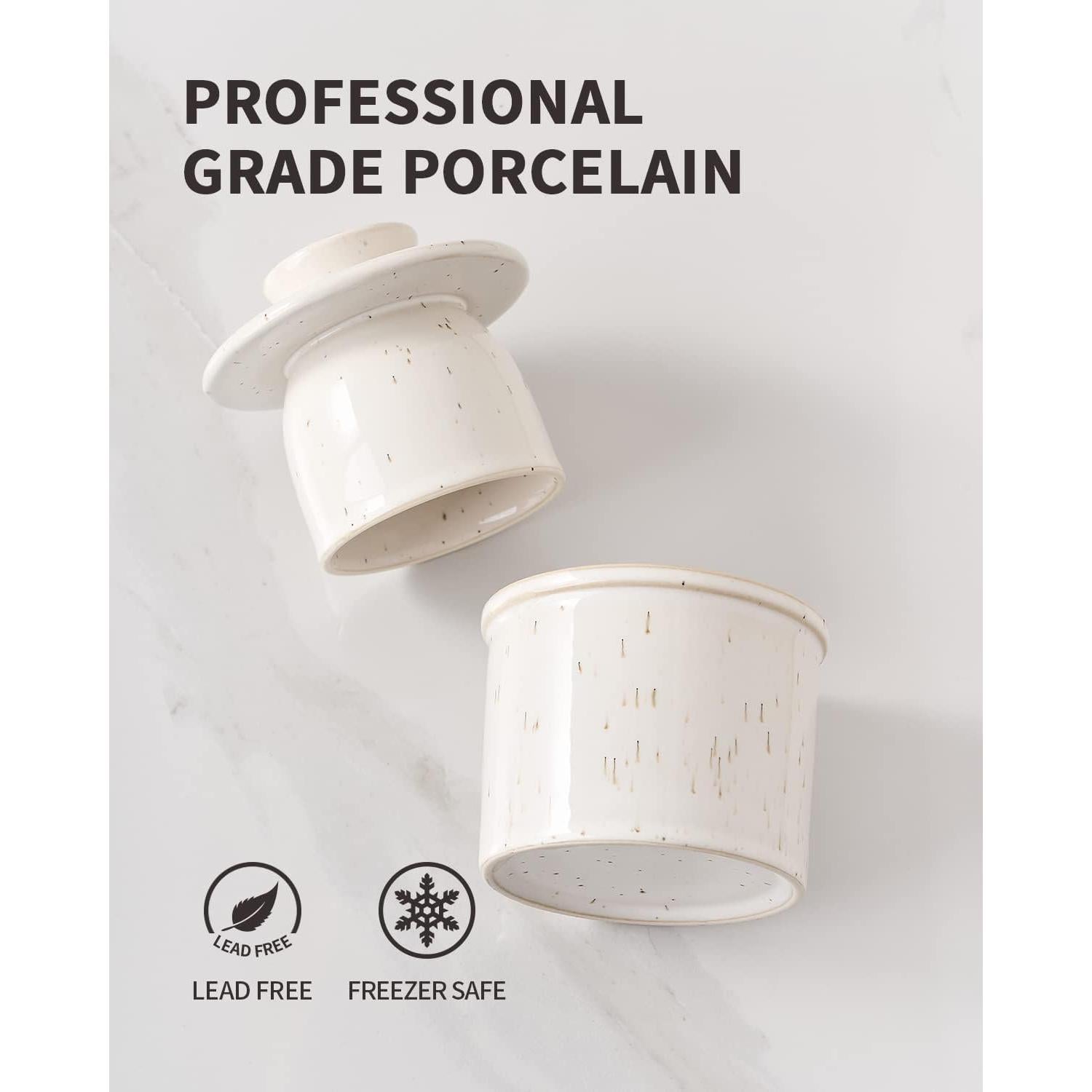 Crock de Mantequilla XELA Cerámica Blanco Manchado 170g