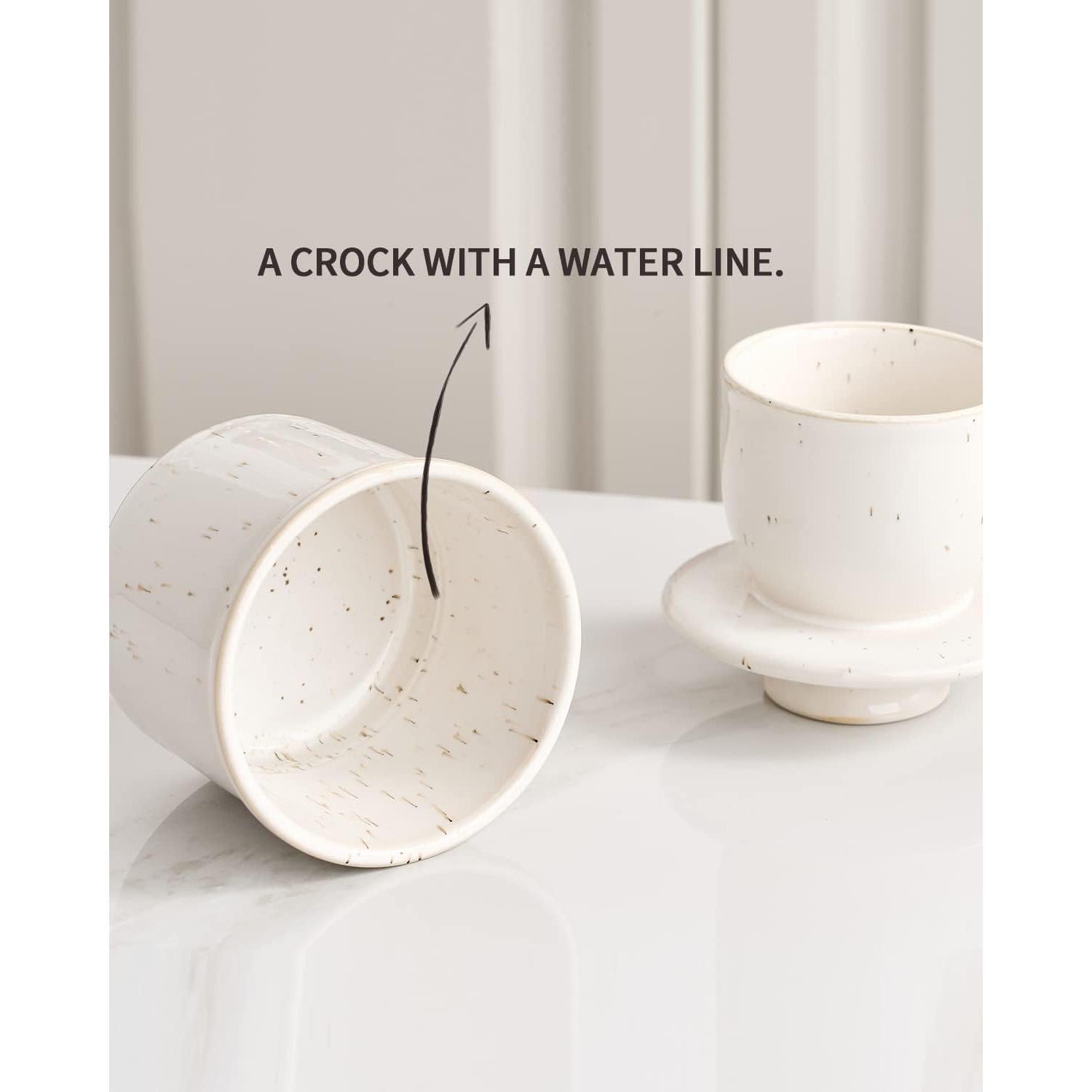 Crock de Mantequilla XELA Cerámica Blanco Manchado 170g