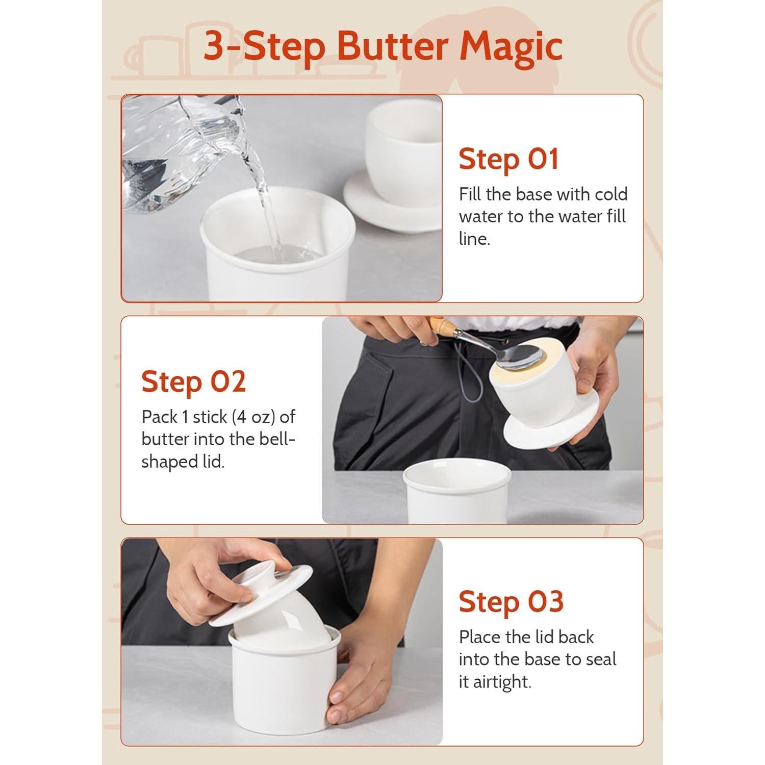 Plato de Mantequilla Sweese Blanco - Conservador de Porcelana 155g