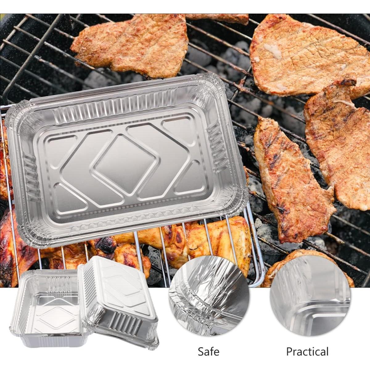 20 Bandejas de Goteo Desechables Aluminio para Parrillas Weber