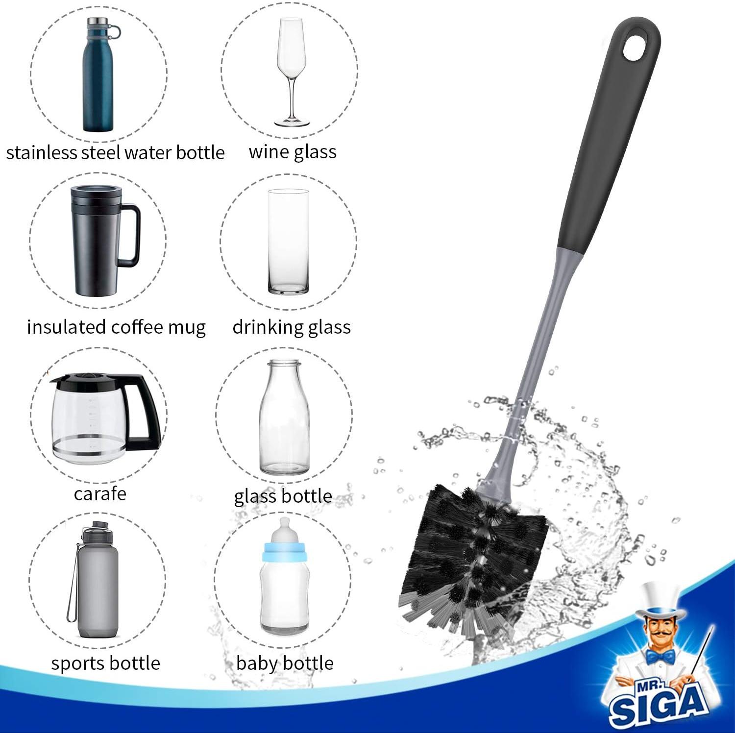 Cepillo de Botellas MR.SIGA, Mango Largo 32.8 cm, Paquete de 2