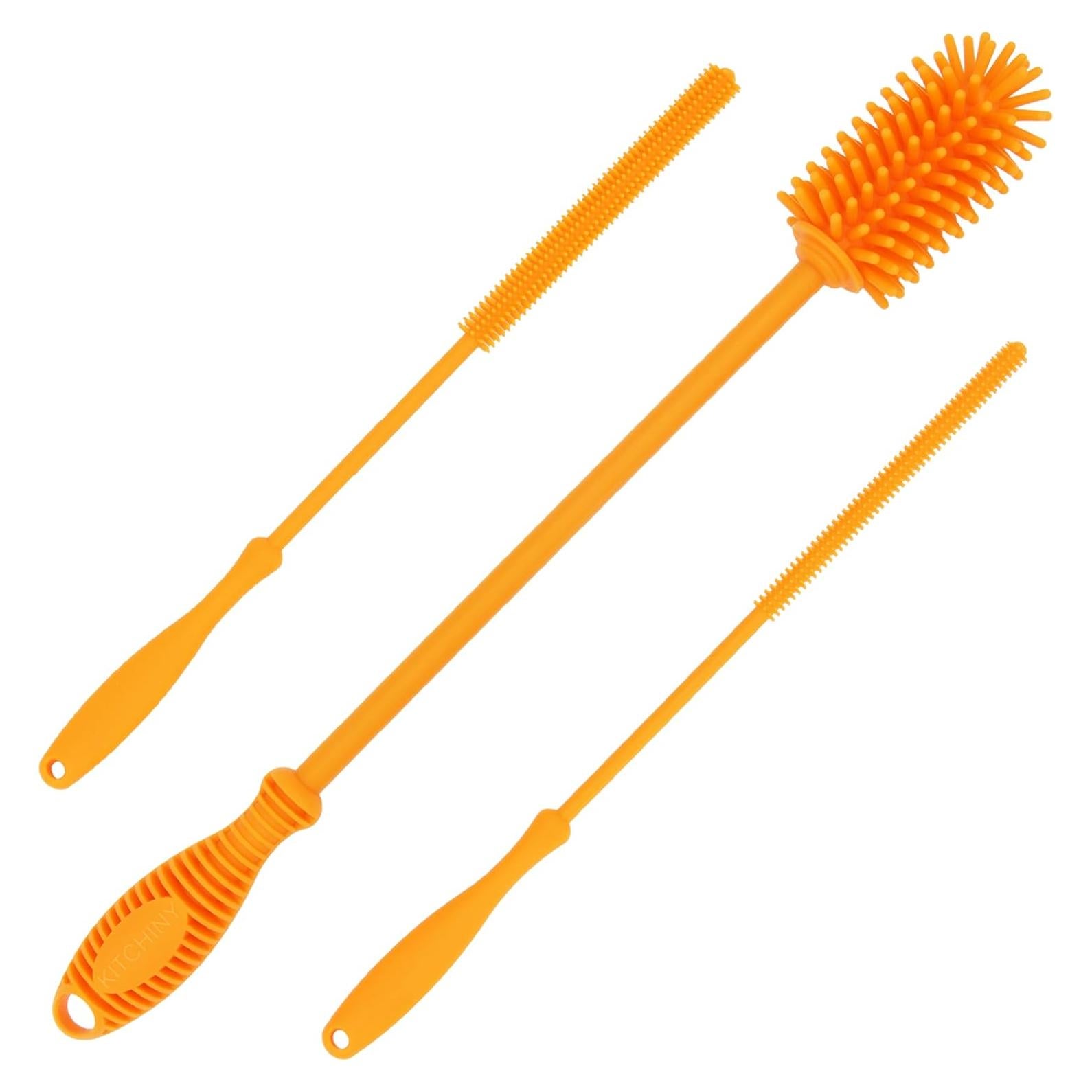 Cepillo Limpiador de Botellas Kitchiny 31.75 cm Silicona Naranja