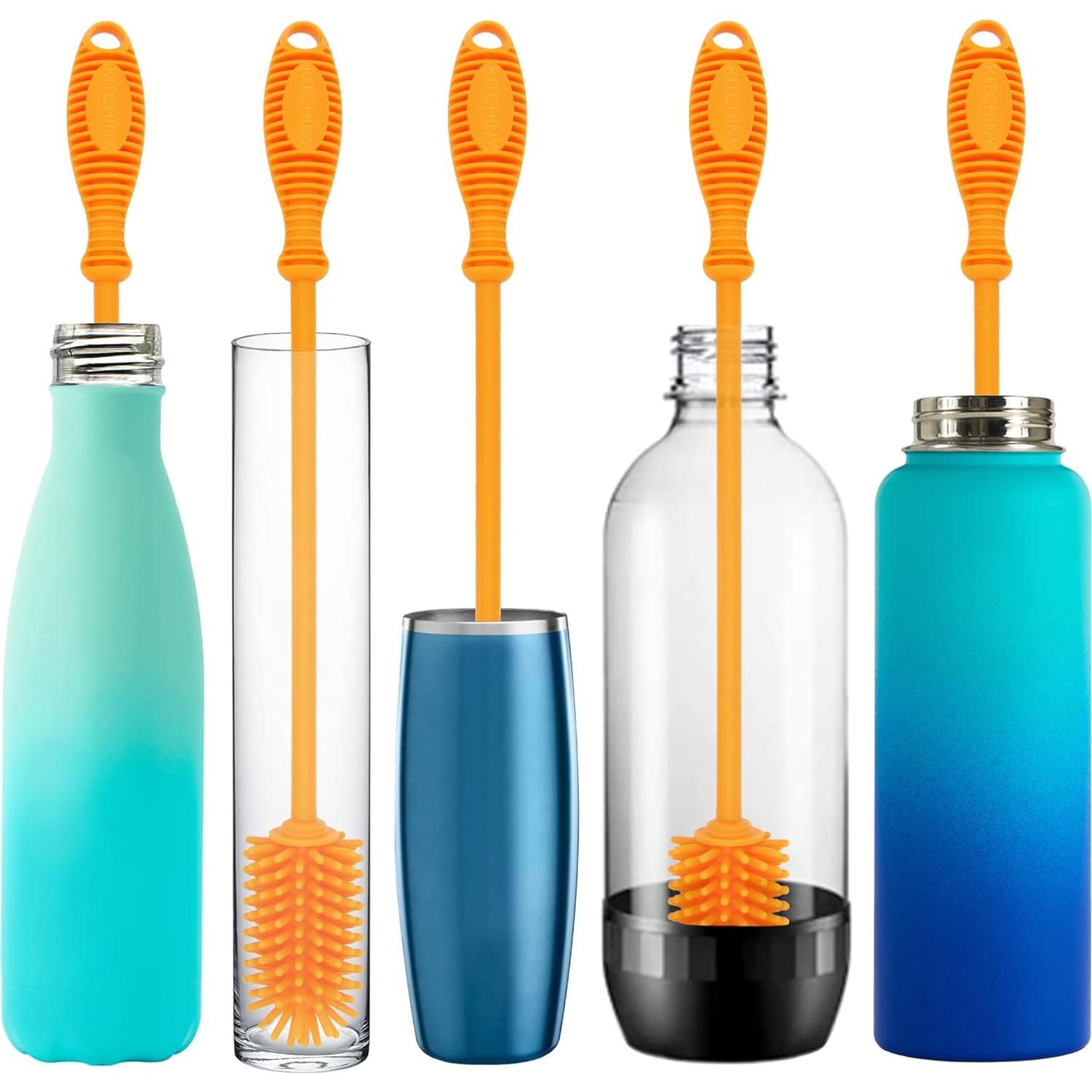 Cepillo Limpiador de Botellas Kitchiny 31.75 cm Silicona Naranja