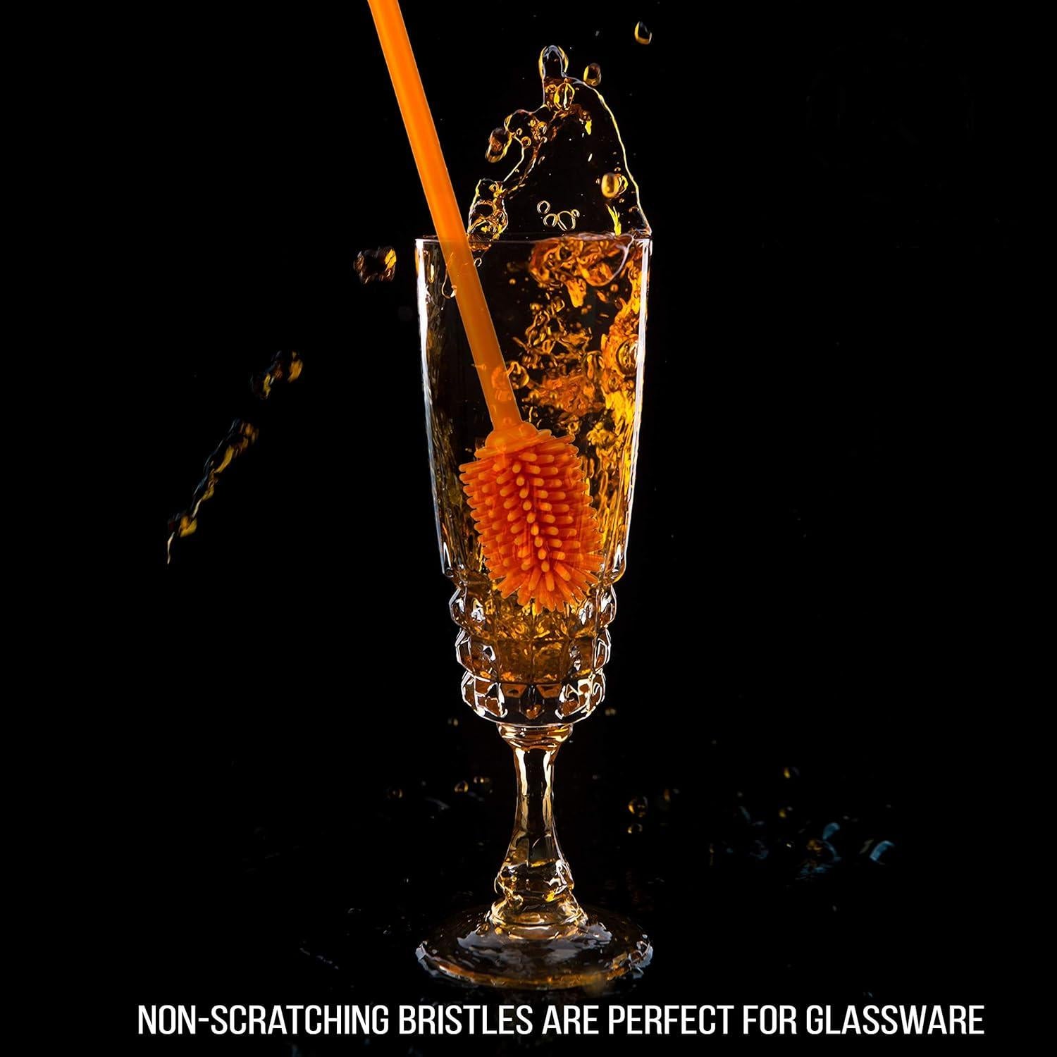 Cepillo Limpiador de Botellas Kitchiny 31.75 cm Silicona Naranja