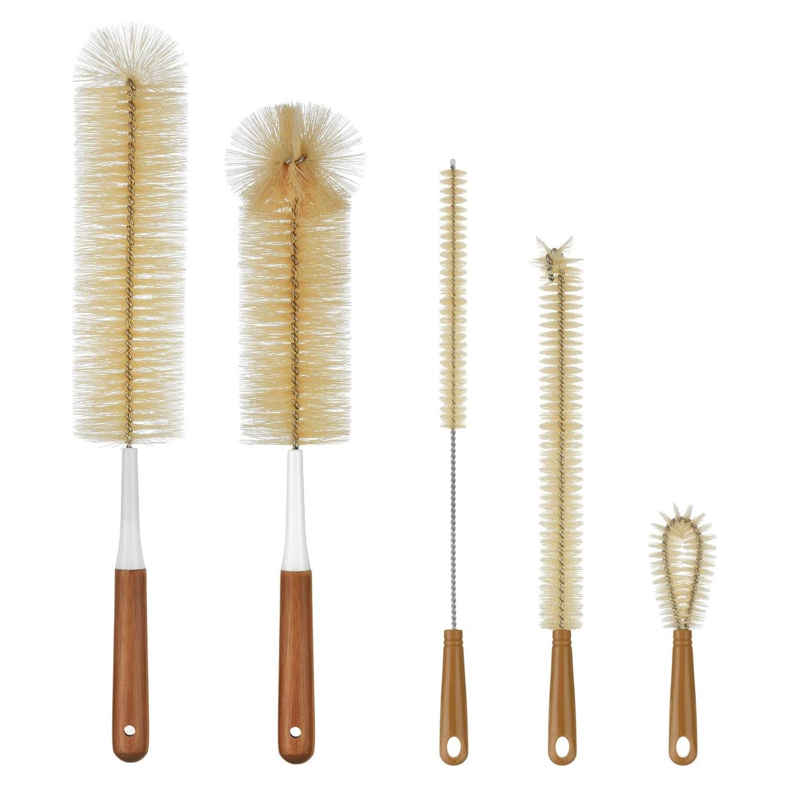ALINK Juego de 5 Cepillos Limpiadores de Botellas de Bambú